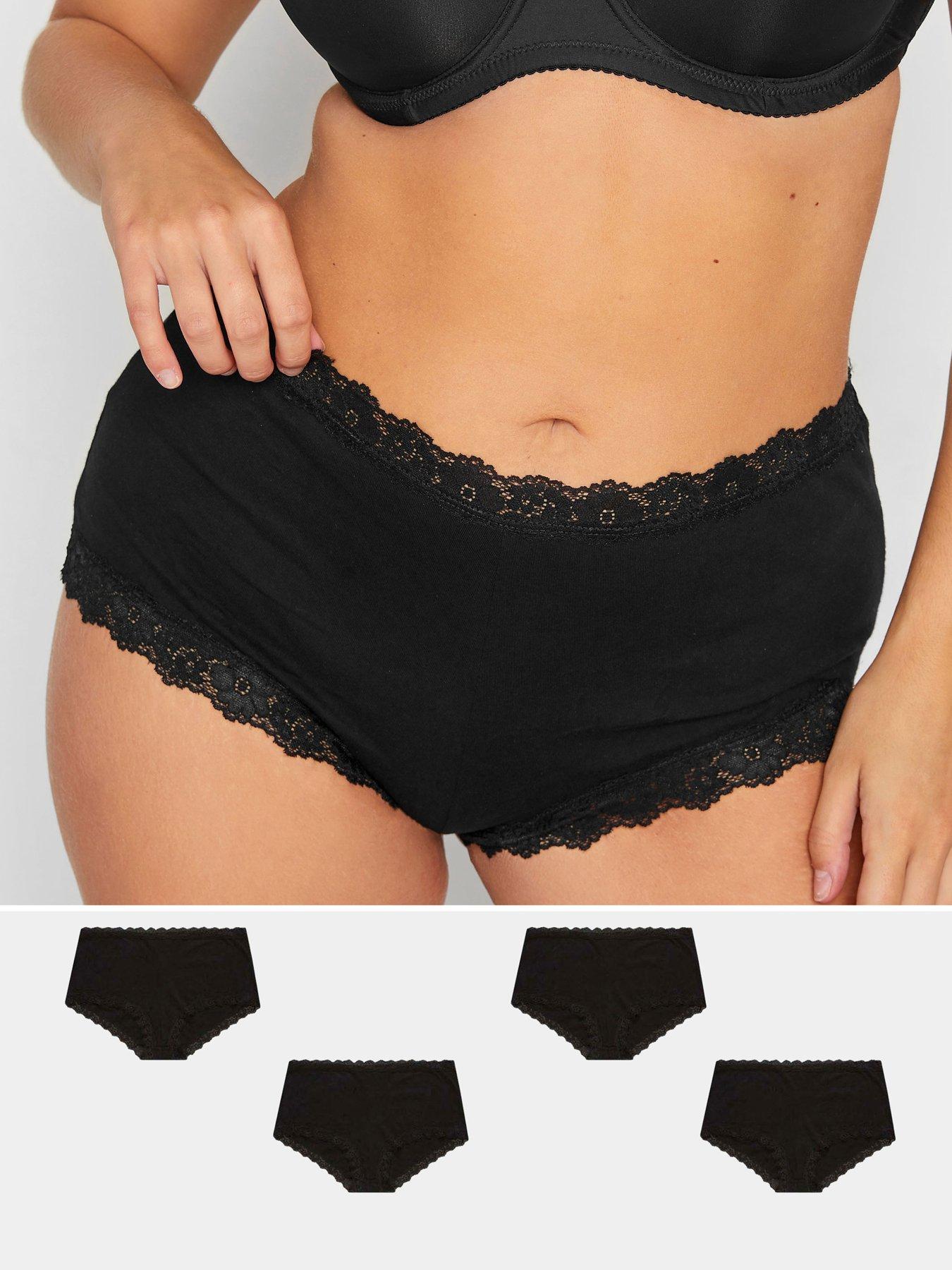 Image of Yours Lace Trim Short (4 Pack) - Black