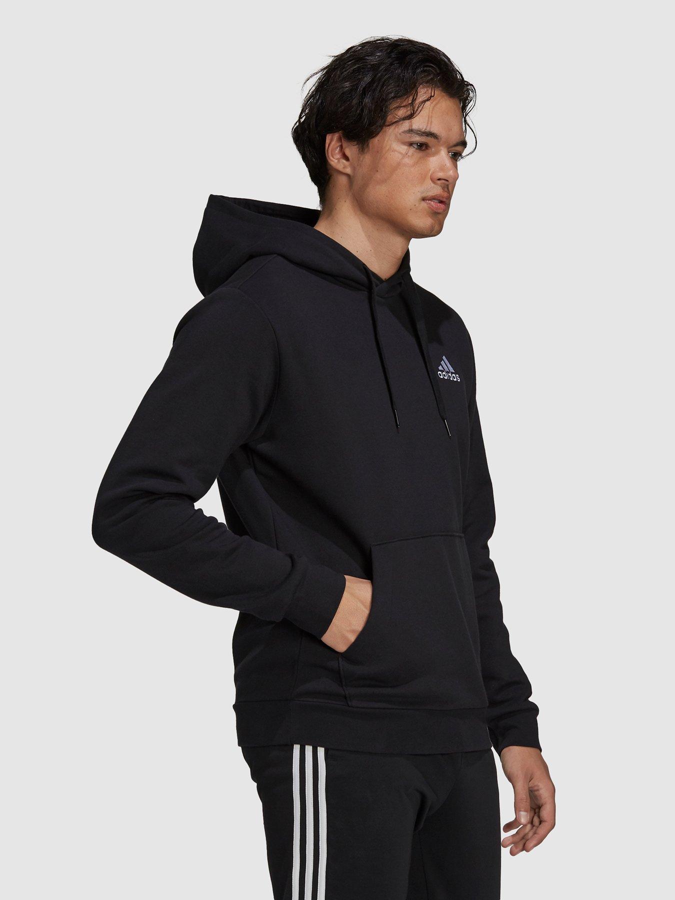 adidas-sportswear-essentials-fleece-hoodie-blackwhiteback