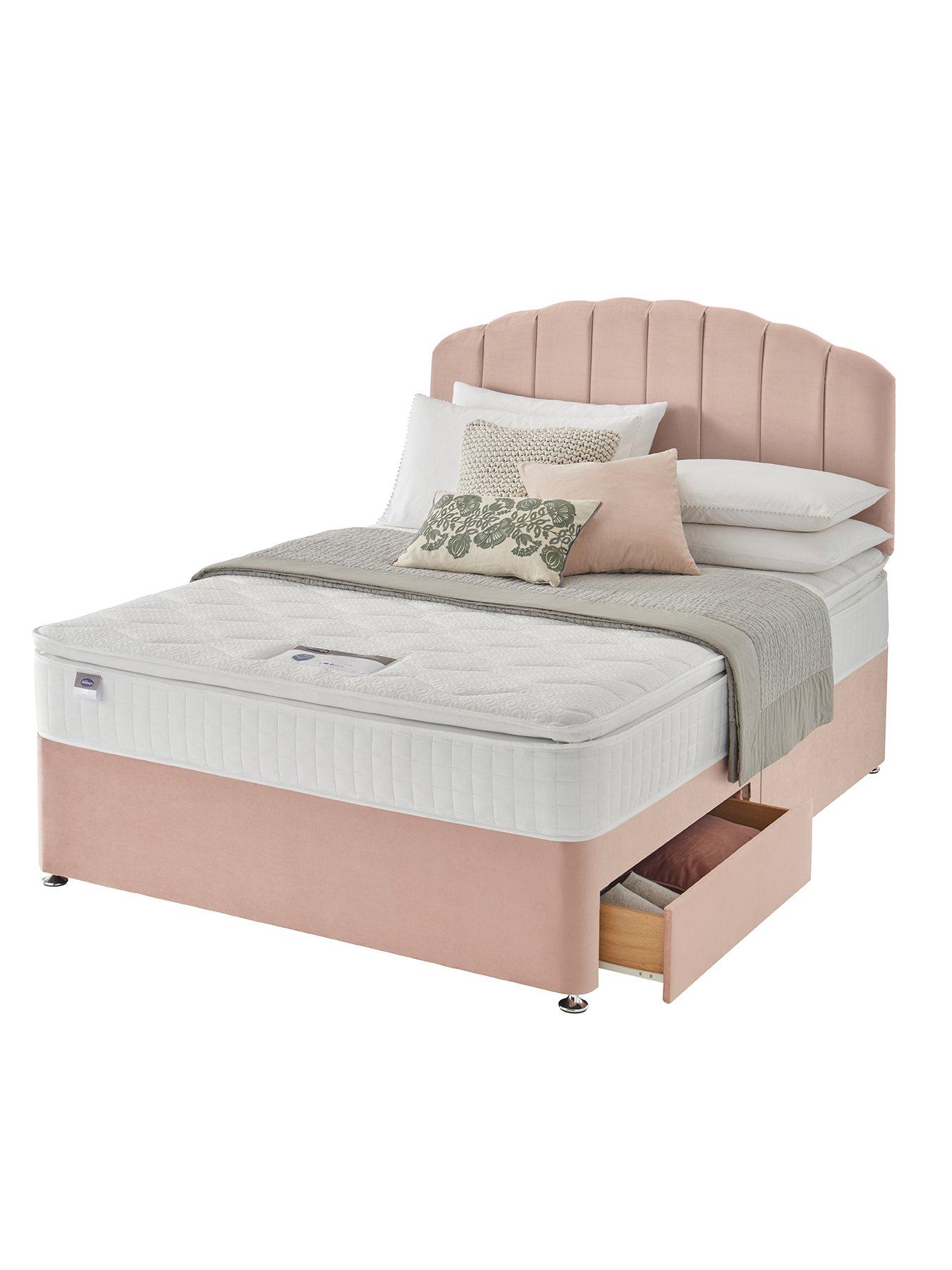 undefined Ava 1000 Pocket Pillowtop Eco Medium Firm Divan Bed (Headboard Included) - Velvet