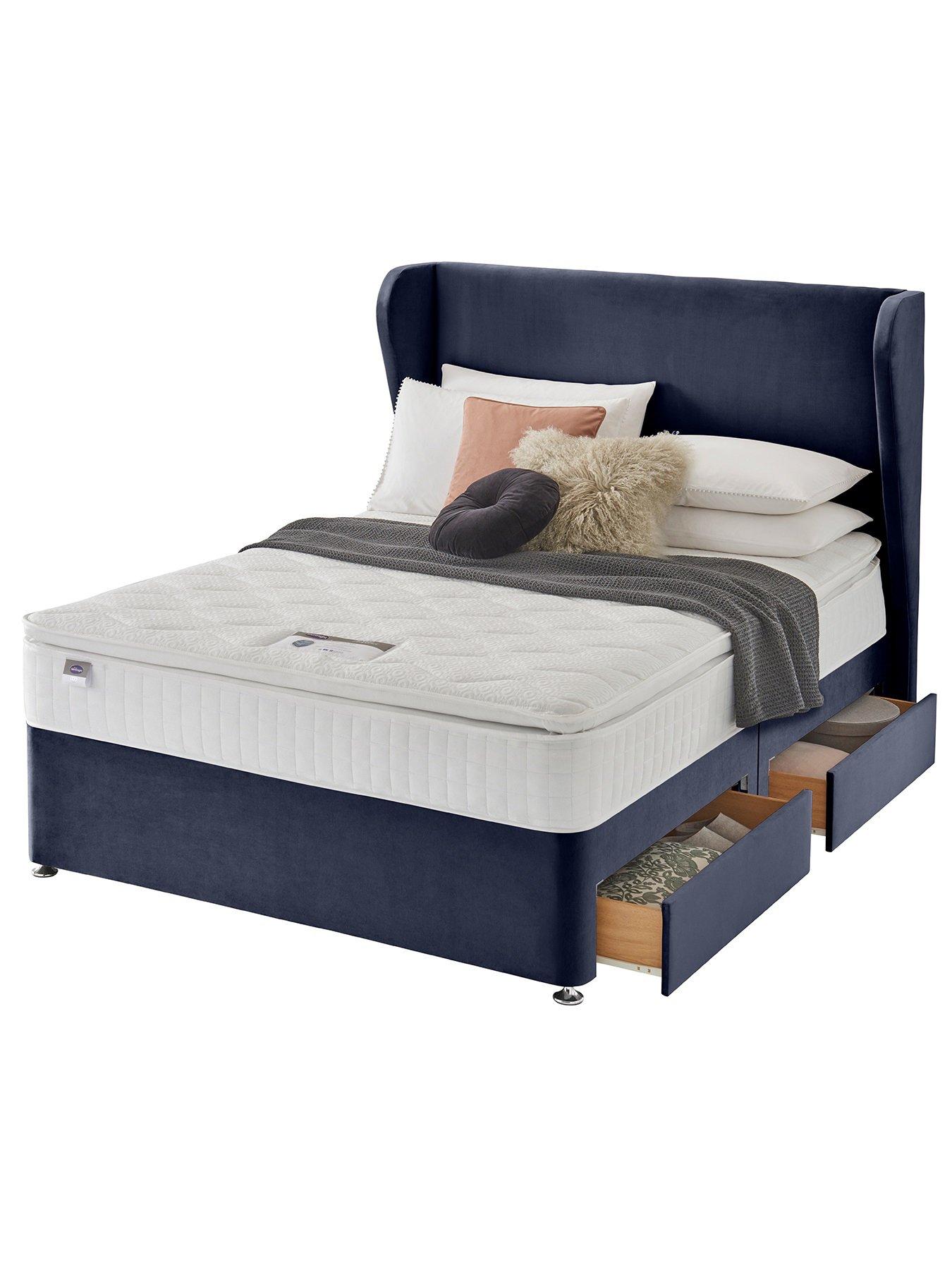 undefined 1000 Pocket Eco Pillowtop Divan Bed with Storage Options (Headboard Included) - Medium Firm - Shea Velvet