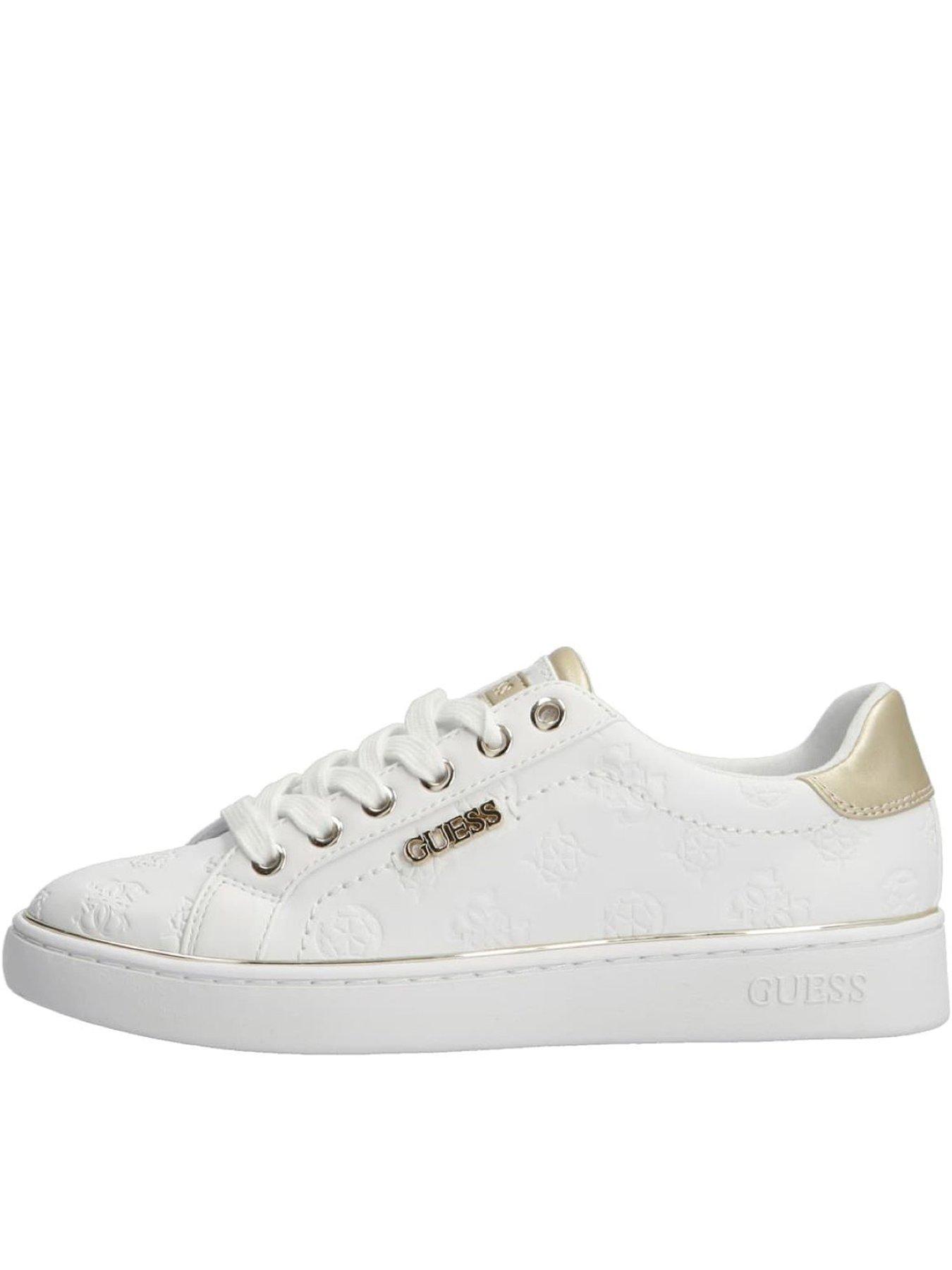 Beckie Gold Detail Lace Up Trainers White