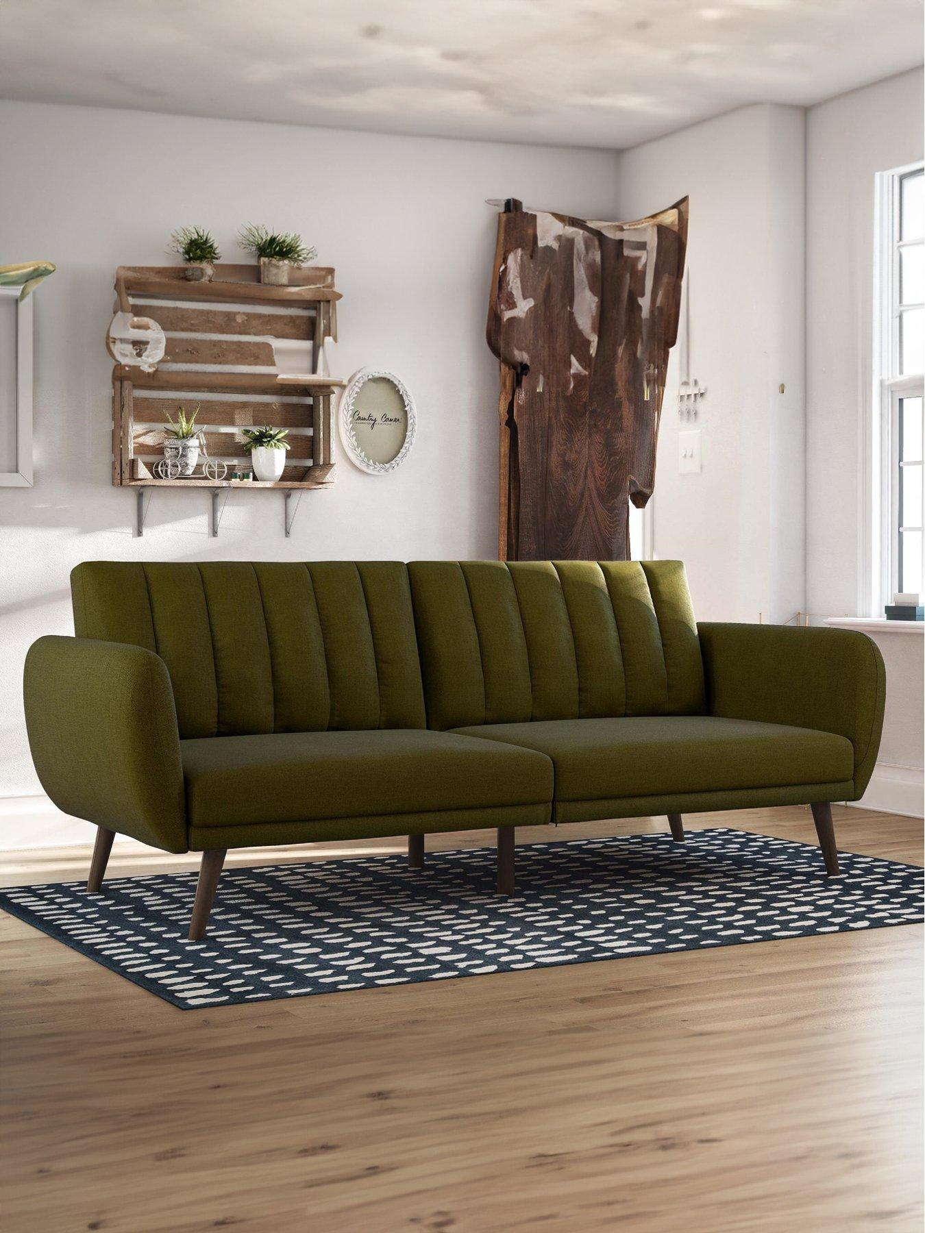 Green deals linen couch