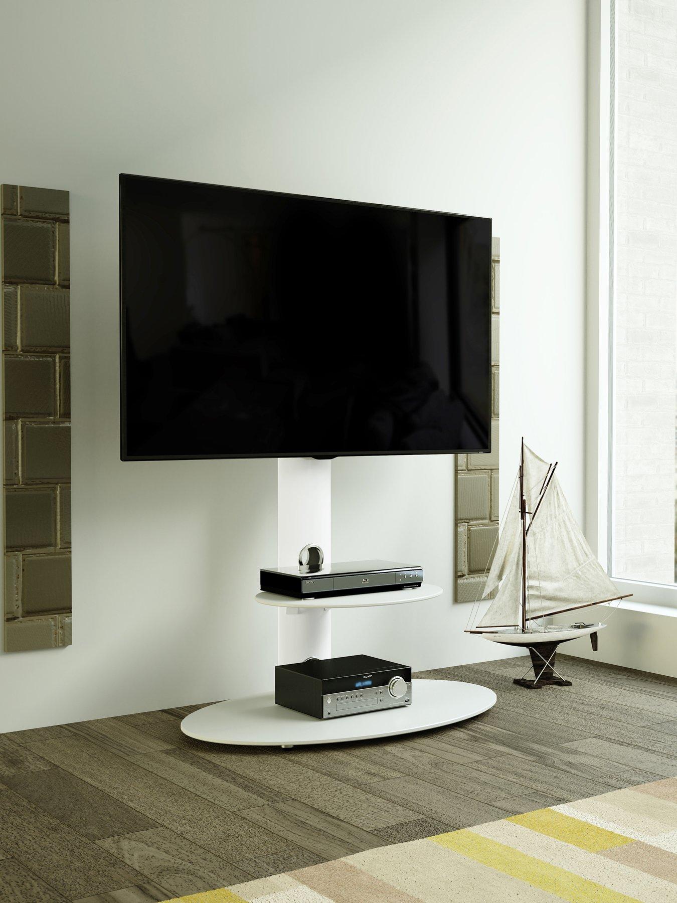 Image 1 of 5 of AVF Lugano Oval 800 TV Stand -&nbsp;White&nbsp;- fits up to 65 inch