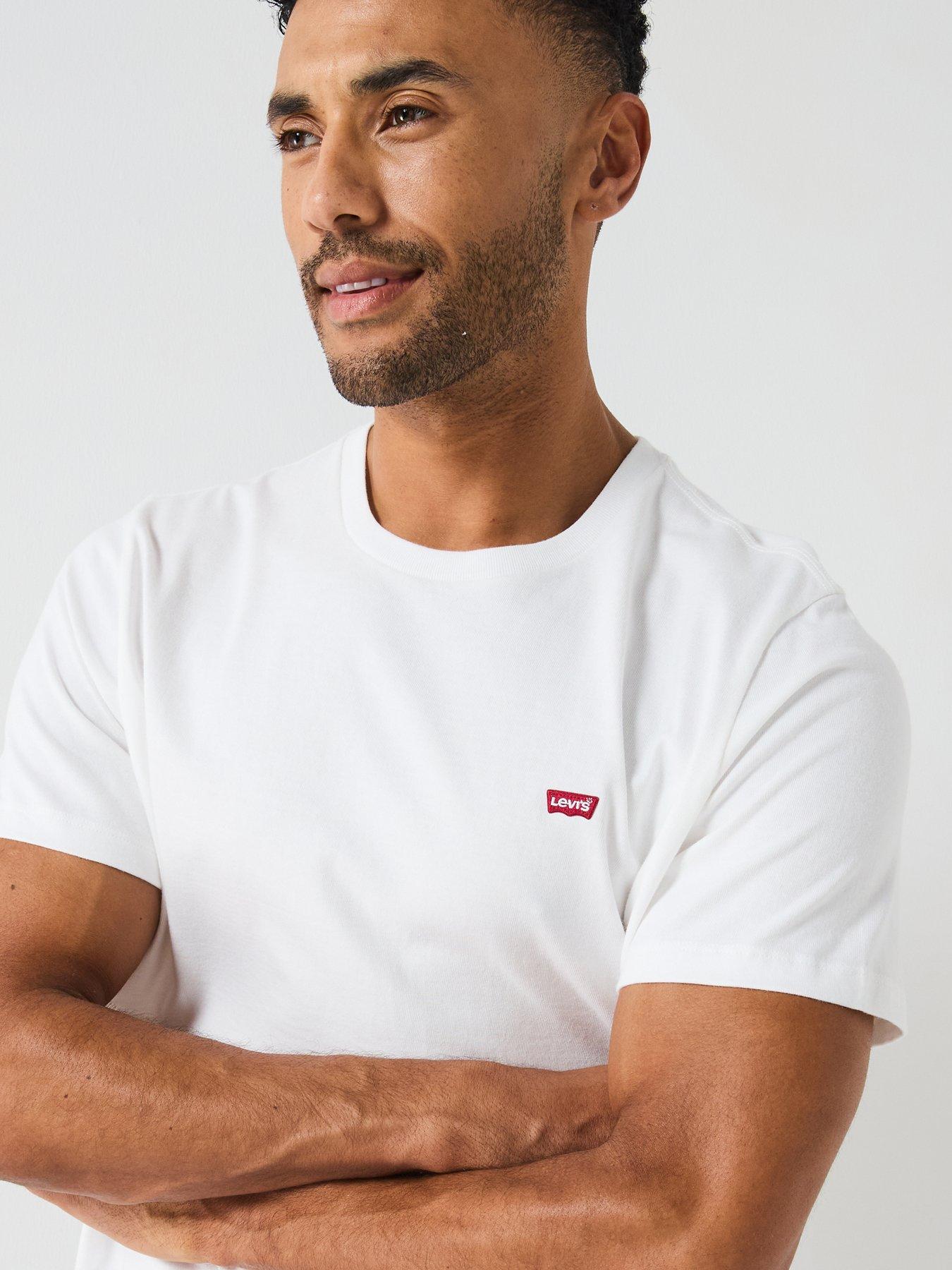 Image 4 of 4 of Levi's Mens Regular Fit Original Logo Crew Neck T-Shirt - White