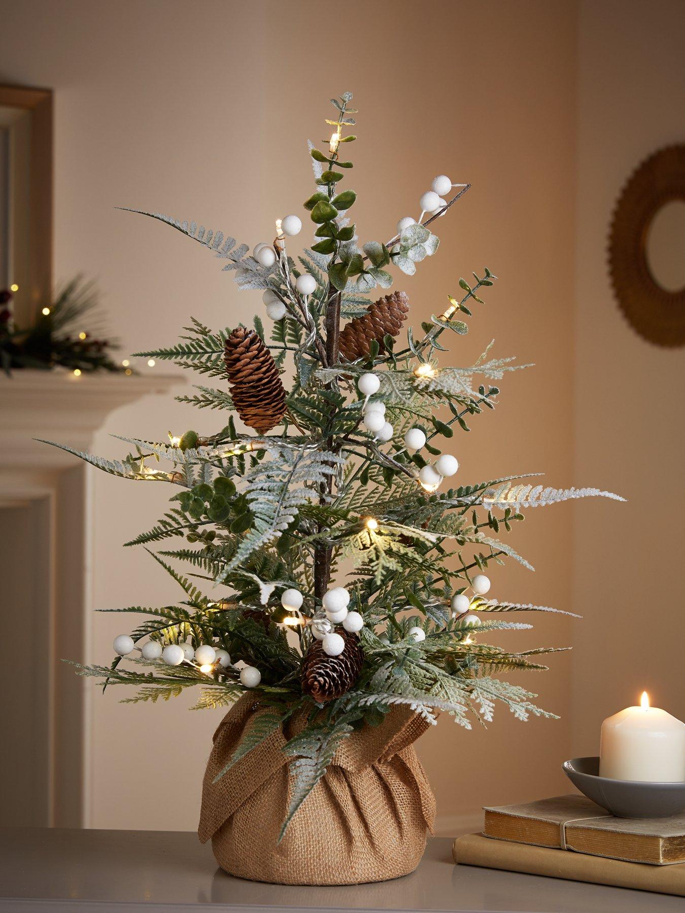 very-home-60-cmnbspmistletoe-and-fern-lit-tabletop-christmasnbsptree