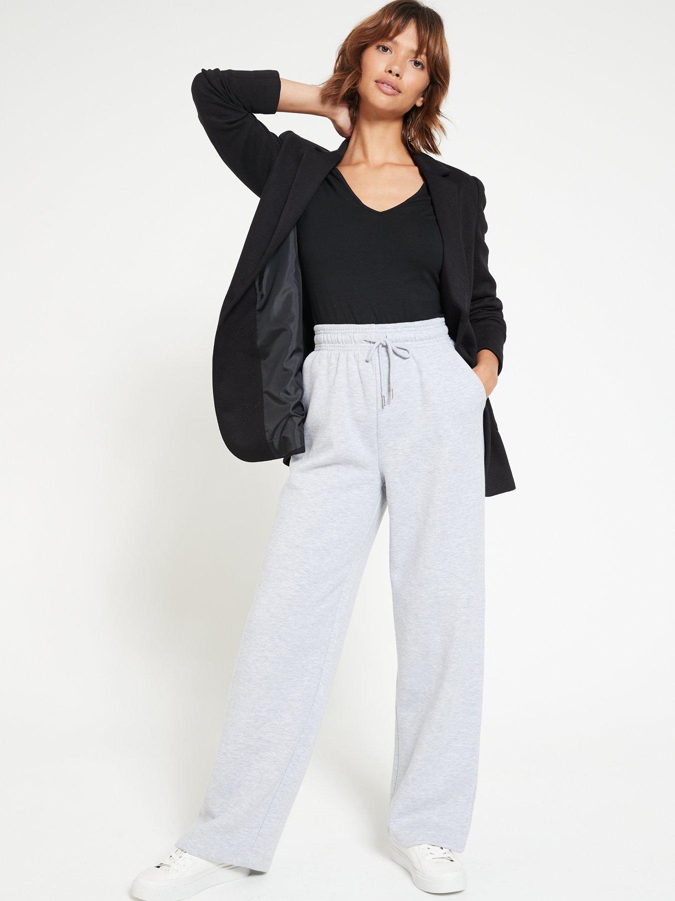 Fluid High-Waist Straight-Leg Joggers in Grey Marl