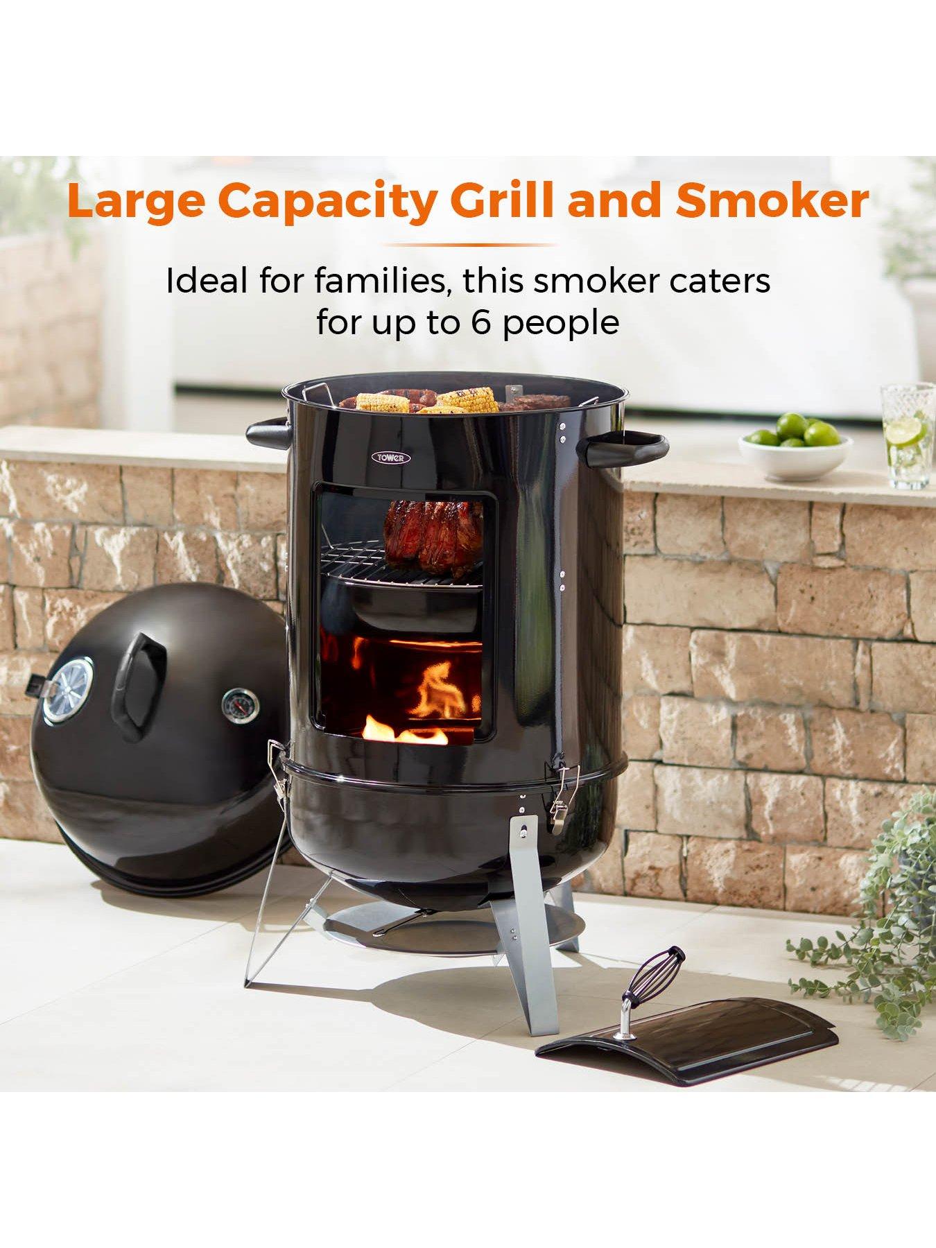tower-t978505-bbqnbspsmoker-grill-xl-with-charcoal-and-smoker--nbspblackoutfit