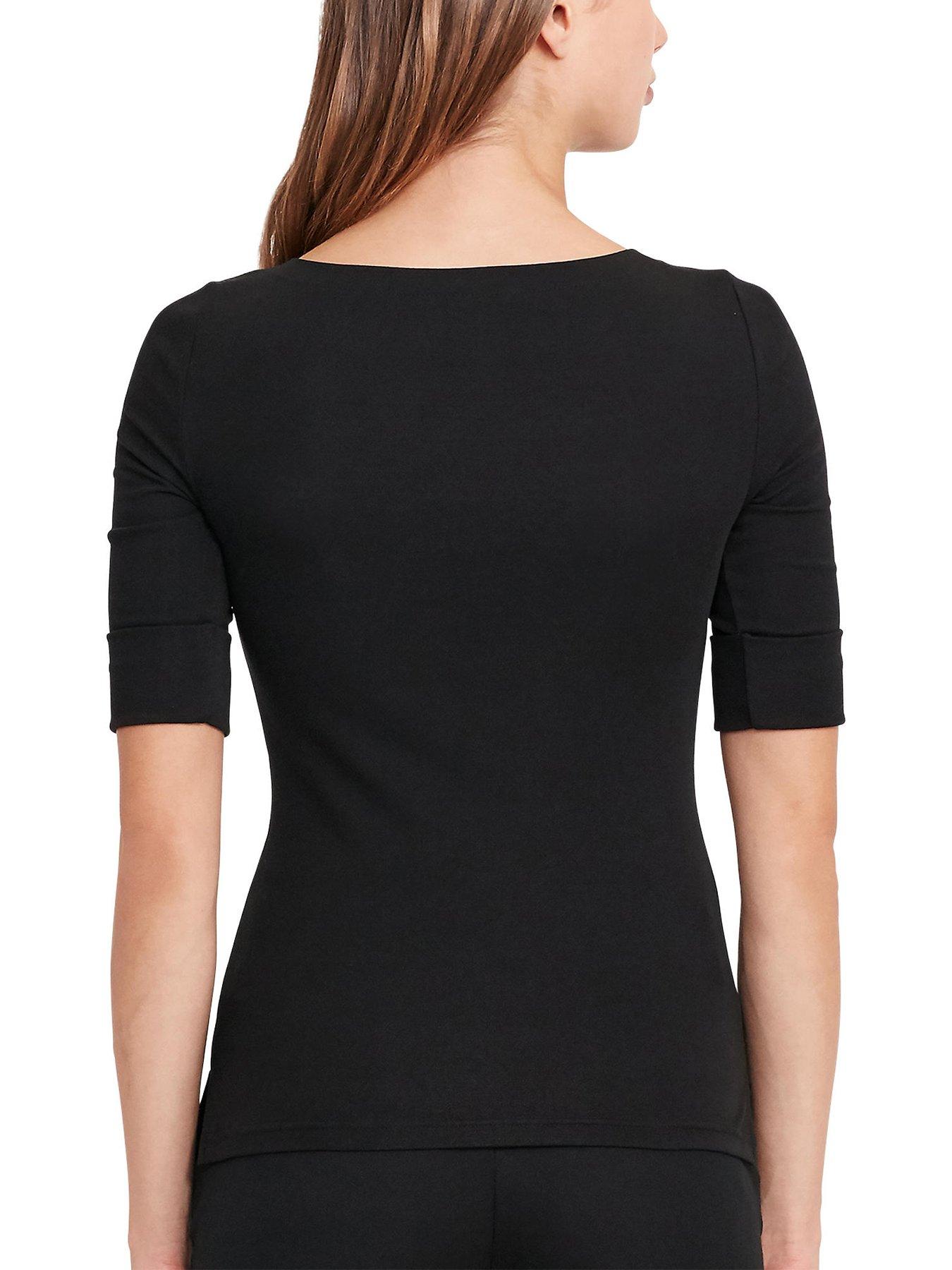 lauren-by-ralph-lauren-judy-elbow-sleeve-knit-polo-blackstillFront