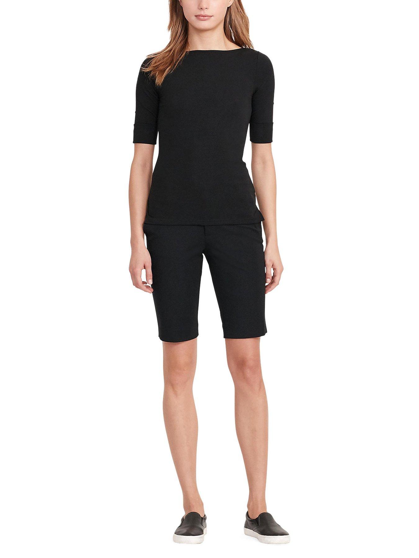 lauren-by-ralph-lauren-judy-elbow-sleeve-knit-polo-blackback