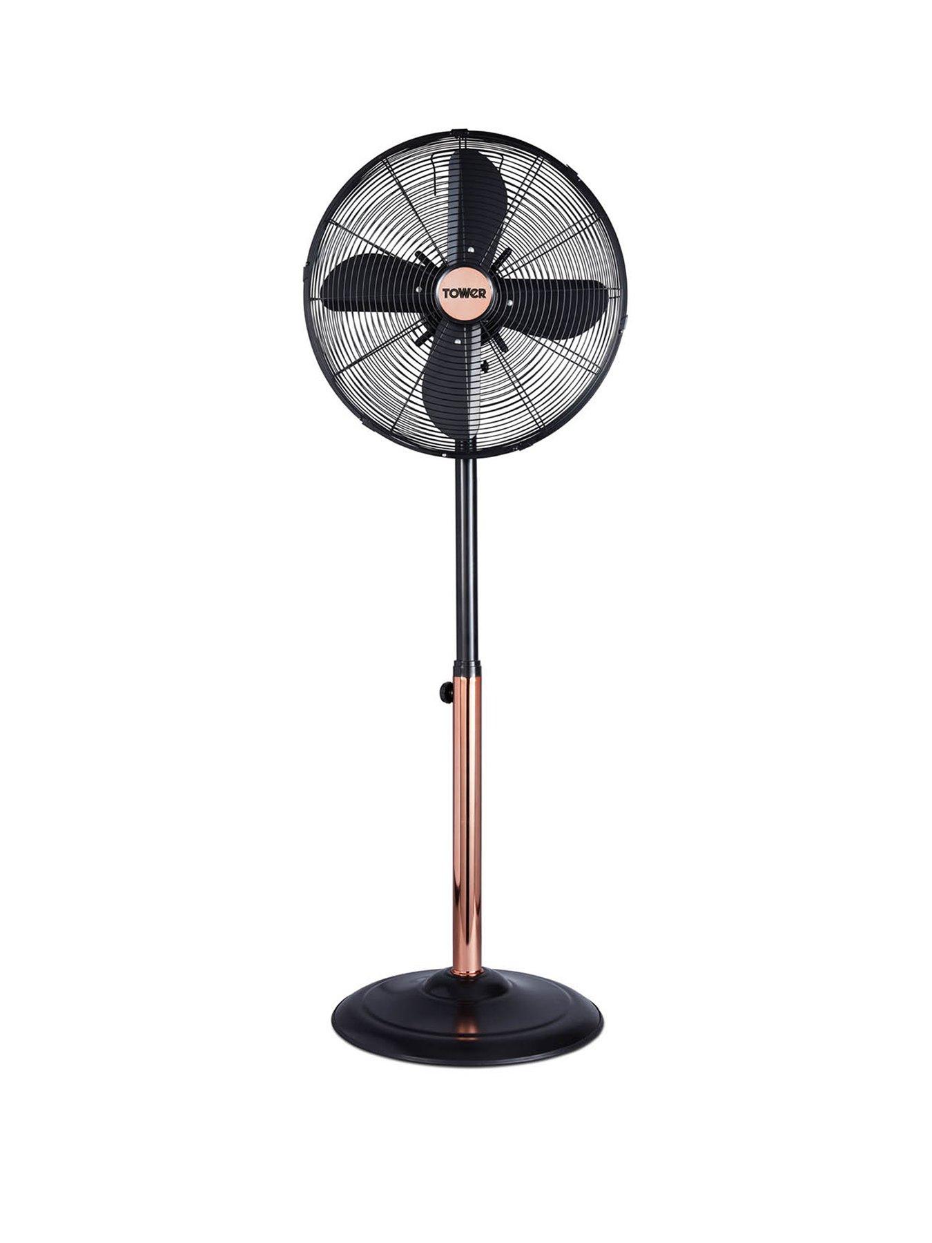 Image of Tower Tower T6430000B Cavaletto 16” Metal Pedestal Fan with 3 Speed Settings and Copper Motor, 50W, Rose Gold and Black