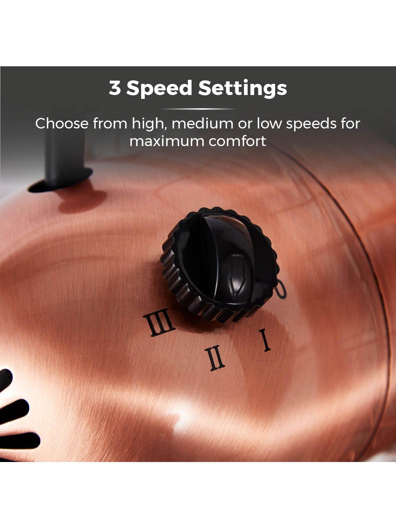 Image 4 of 6 of Tower Tower T605000C Metal Desk Fan with 3 Speeds, Automatic Oscillation, Long-Life Motor, 12&rdquo;, 35W, Copper