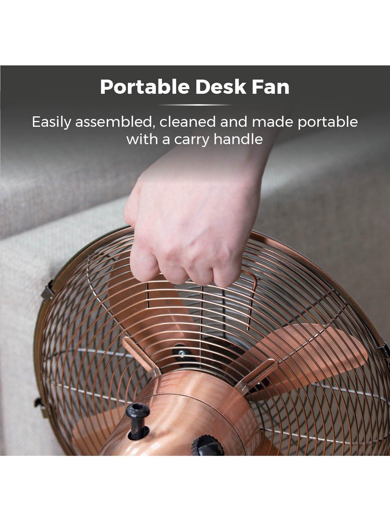 Image 6 of 6 of Tower Tower T605000C Metal Desk Fan with 3 Speeds, Automatic Oscillation, Long-Life Motor, 12&rdquo;, 35W, Copper