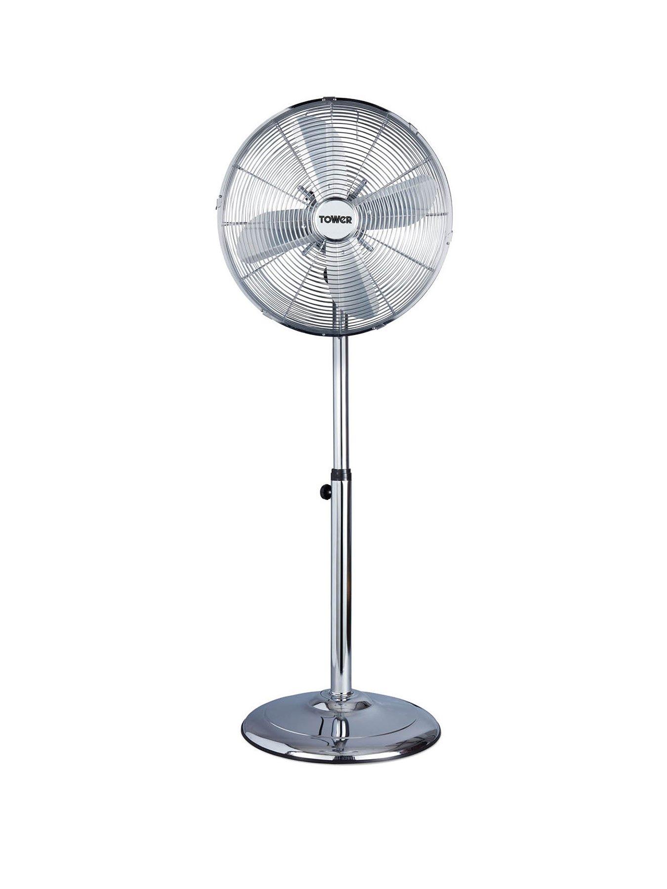 Image of Tower T637000 16 inch Metal Pedestal Fan with 3 Speeds - Chrome