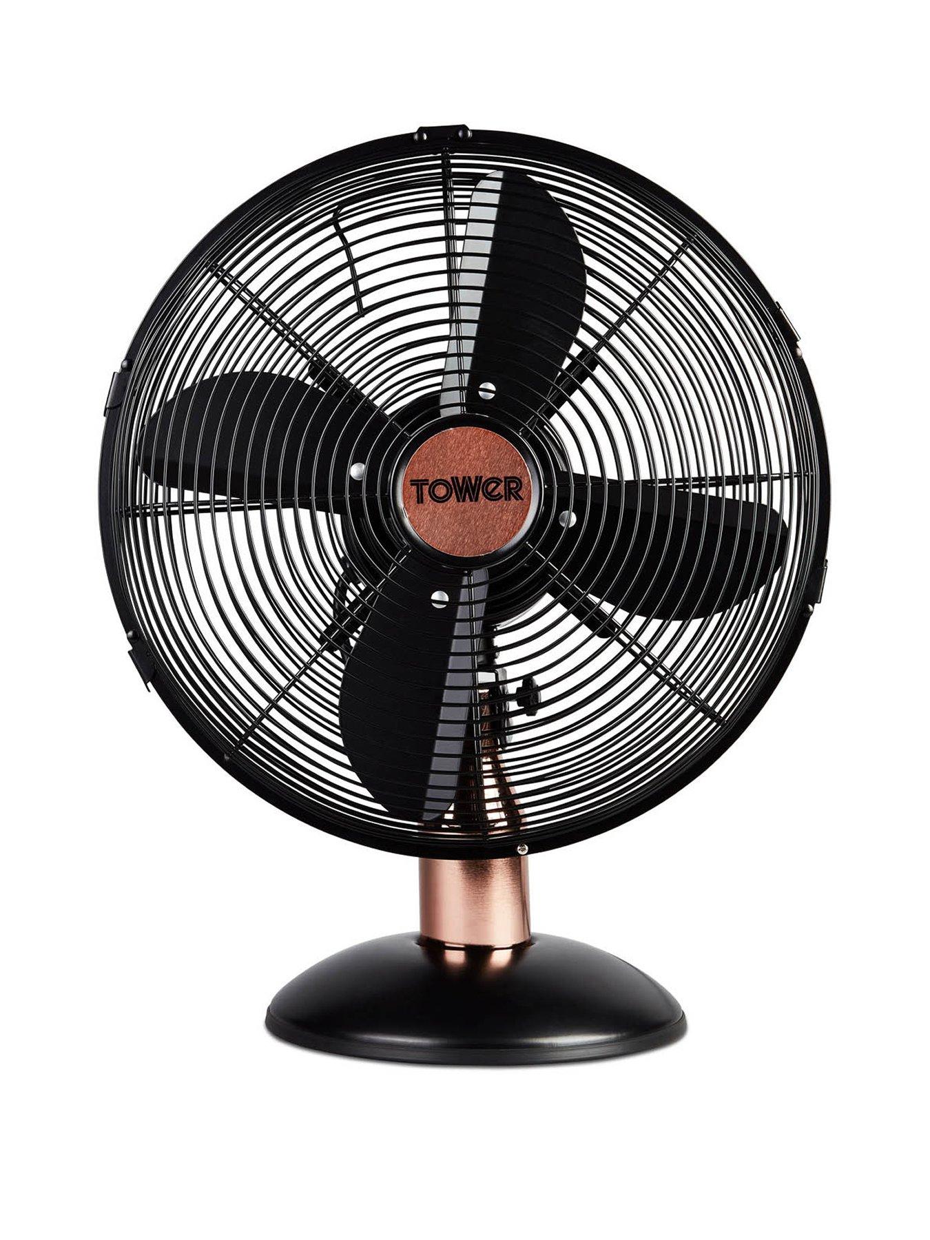 tower-t611000b-cavaletto-12-inch-metal-desk-fan-with-3-speed-settings-and-heavy-duty-high-power-motor-35w-black-and-rose-goldfront