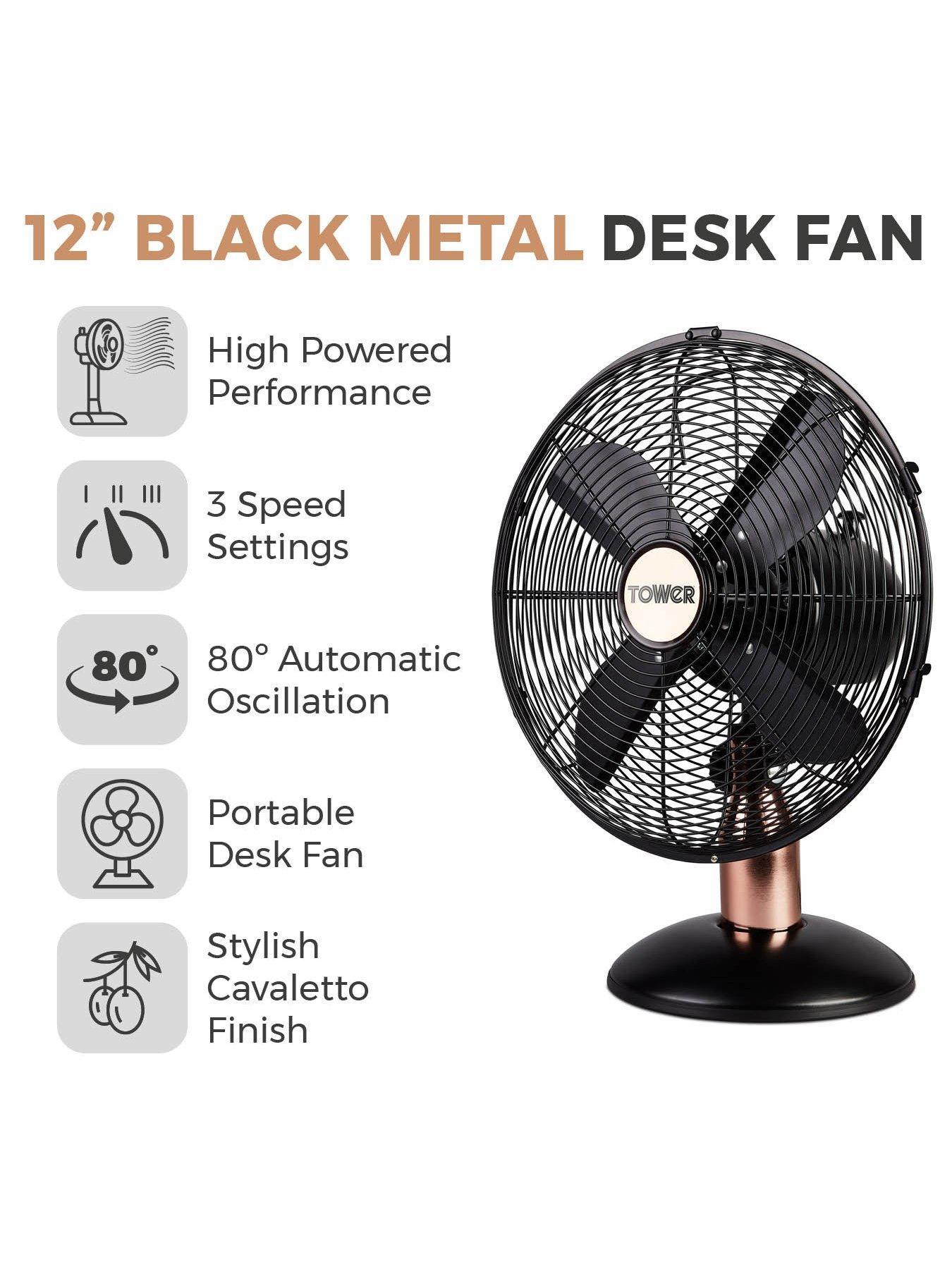 tower-t611000b-cavaletto-12-inch-metal-desk-fan-with-3-speed-settings-and-heavy-duty-high-power-motor-35w-black-and-rose-goldstillFront