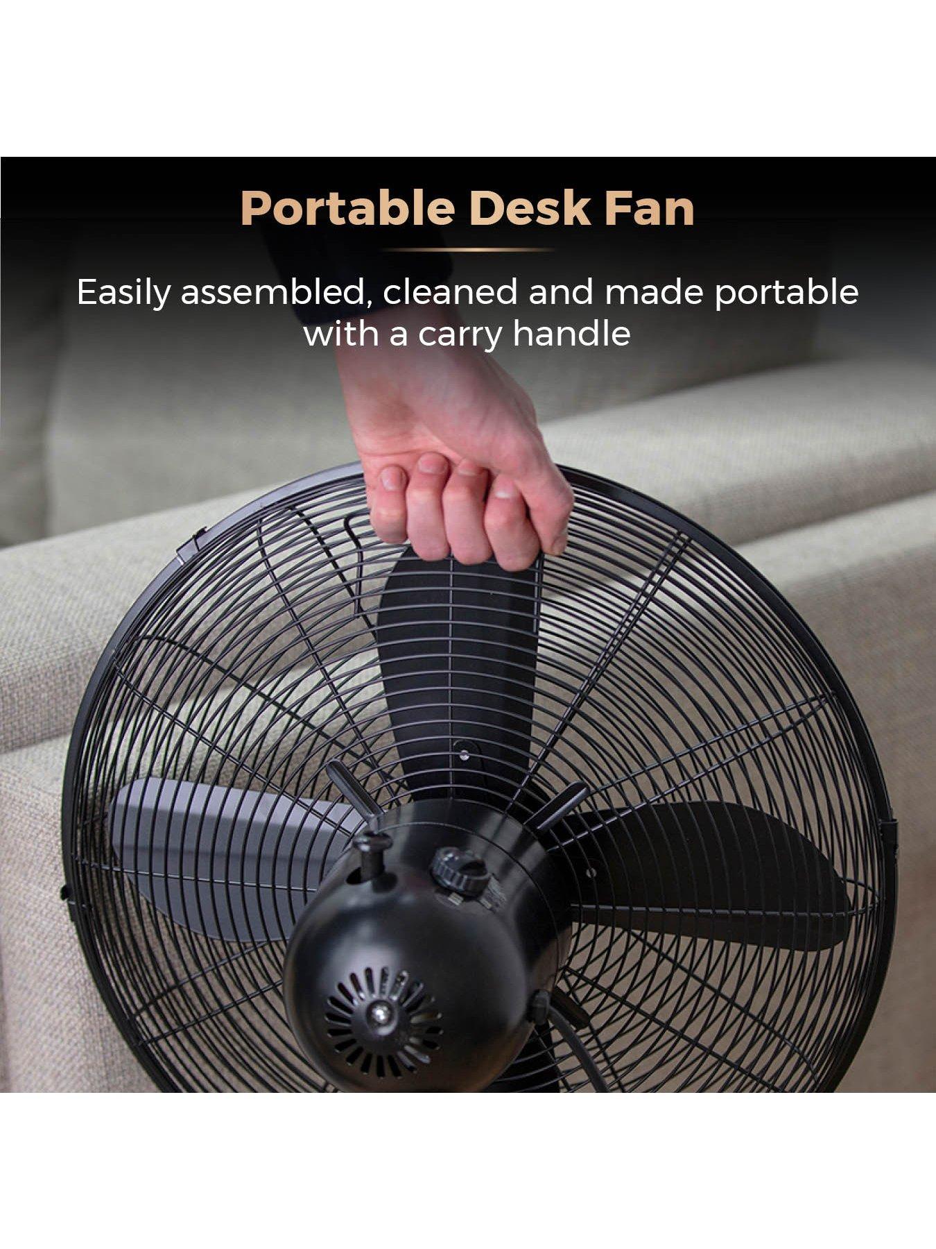 Image 6 of 6 of Tower T611000B Cavaletto 12 inch Metal Desk Fan with 3 Speed Settings and Heavy Duty High Power Motor, 35W, Black and Rose Gold