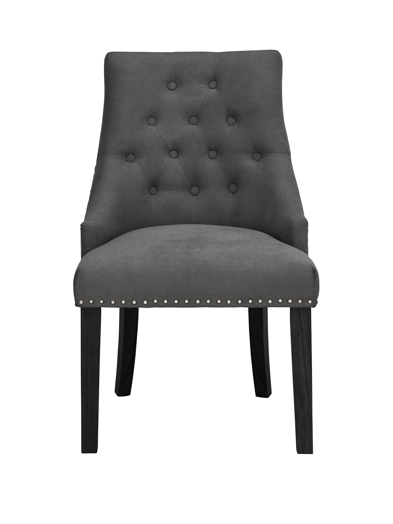 Image 2 of 3 of The Very Collection Warwick Pair of Velvet&nbsp;Dining&nbsp;Chairs - Charcoal/Black&nbsp;- FSC&reg; Certified
