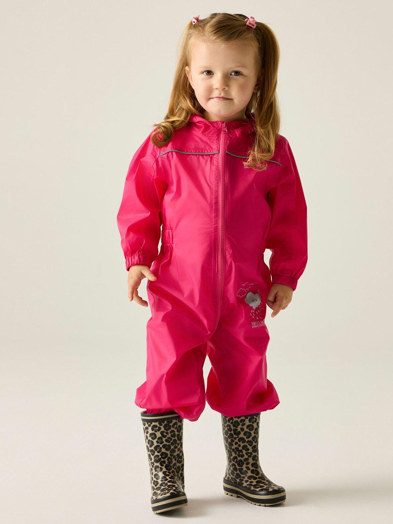 Image 1 of 6 of Regatta Kids Puddle Iv Waterproof Oversuit - Pink
