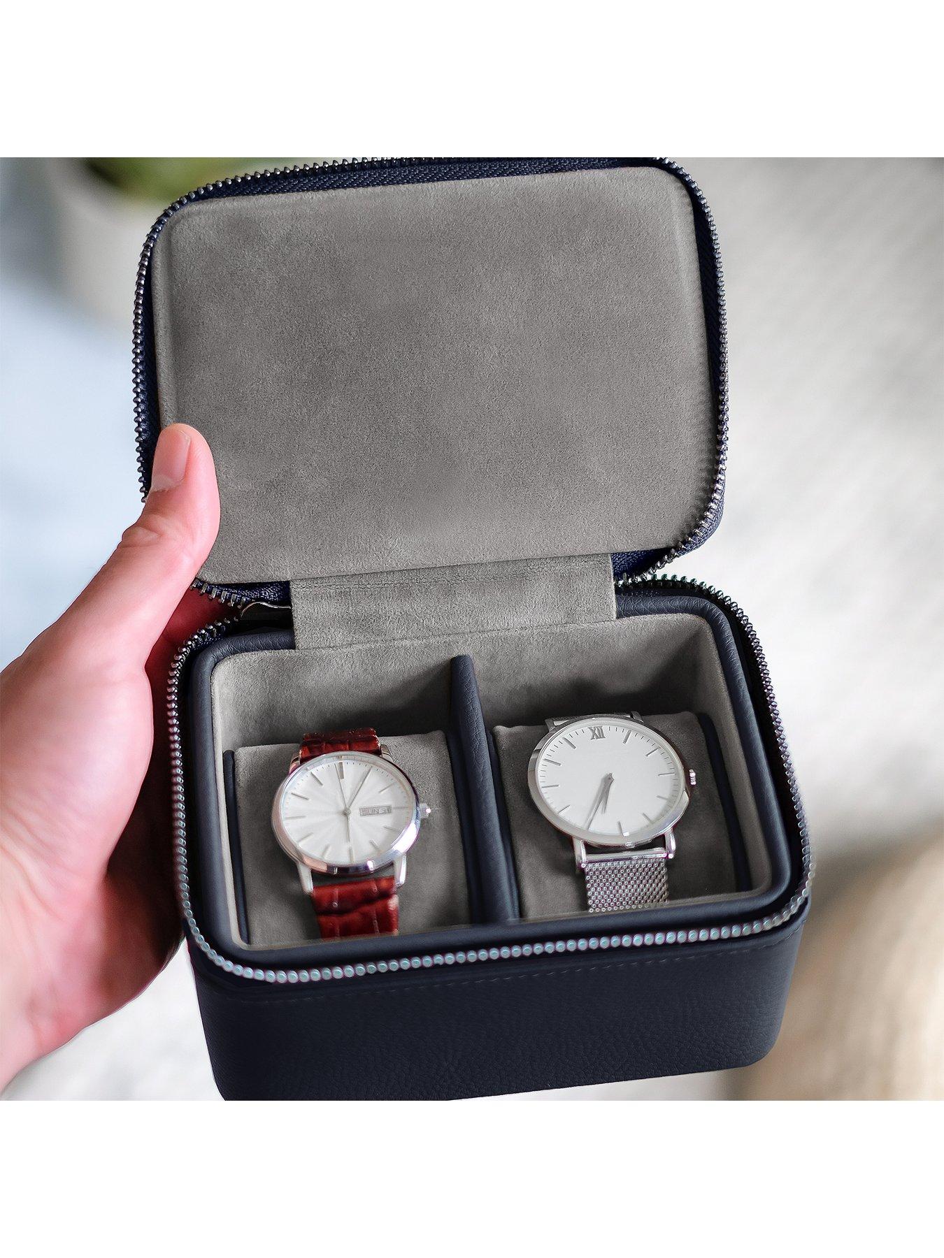 Image 3 of 3 of Stackers Stackers Large Zipped Watch Box - Navy