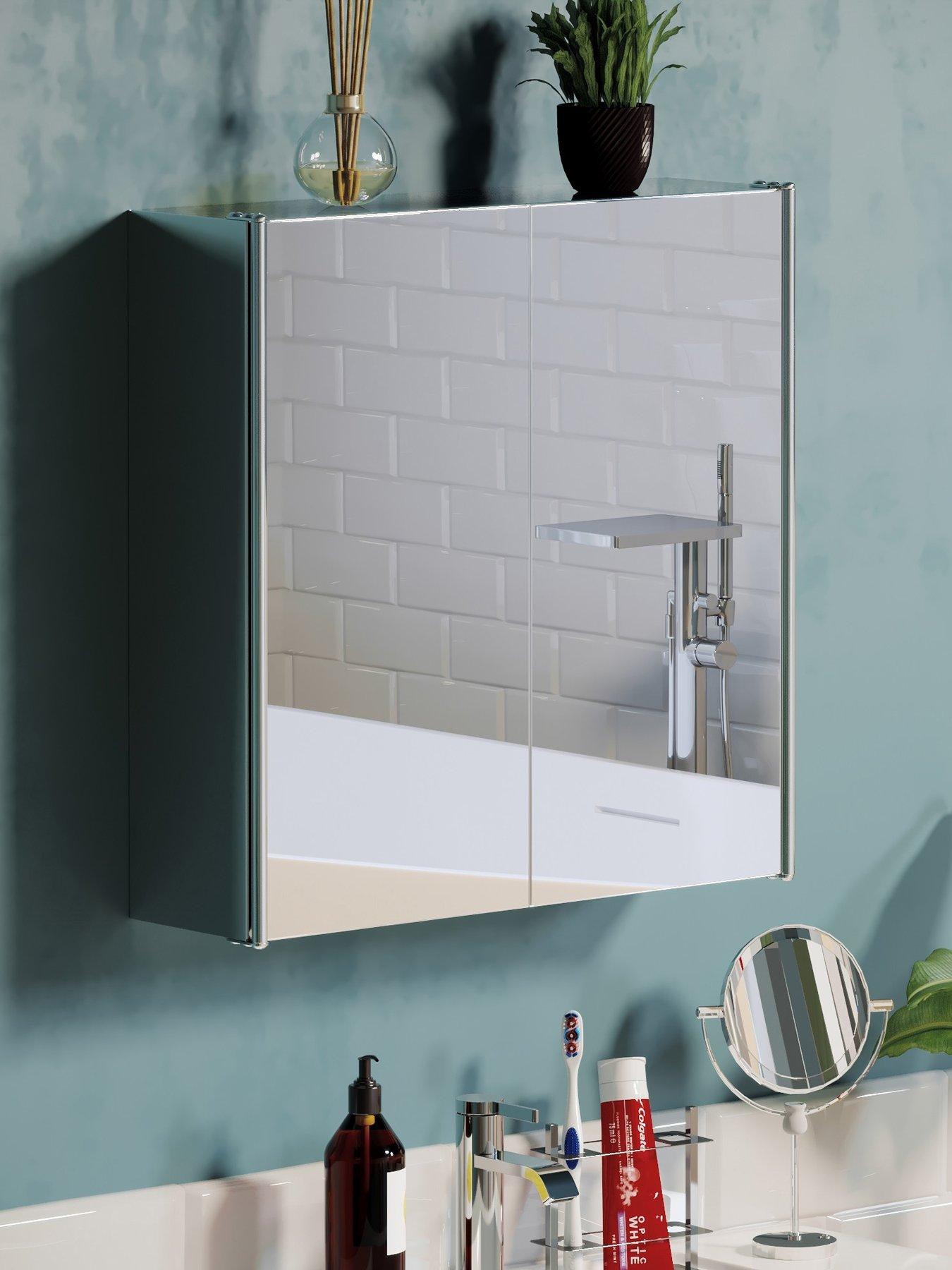 Image 1 of 6 of Bath Vida Tiano Stainless Steel Mirrored Double Cabinet