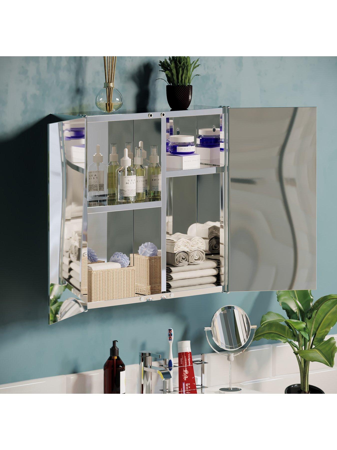Image 4 of 6 of Bath Vida Tiano Stainless Steel Mirrored Double Cabinet