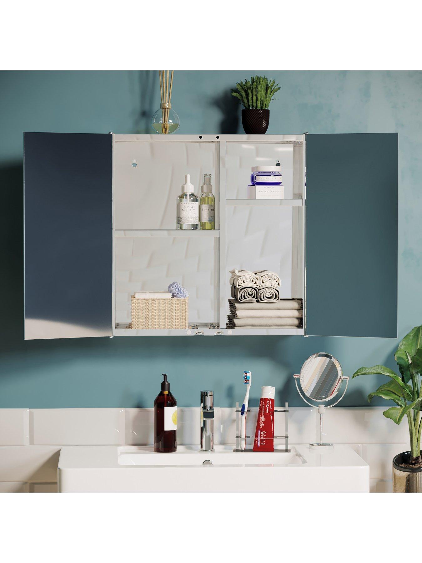 Image 5 of 6 of Bath Vida Tiano Stainless Steel Mirrored Double Cabinet