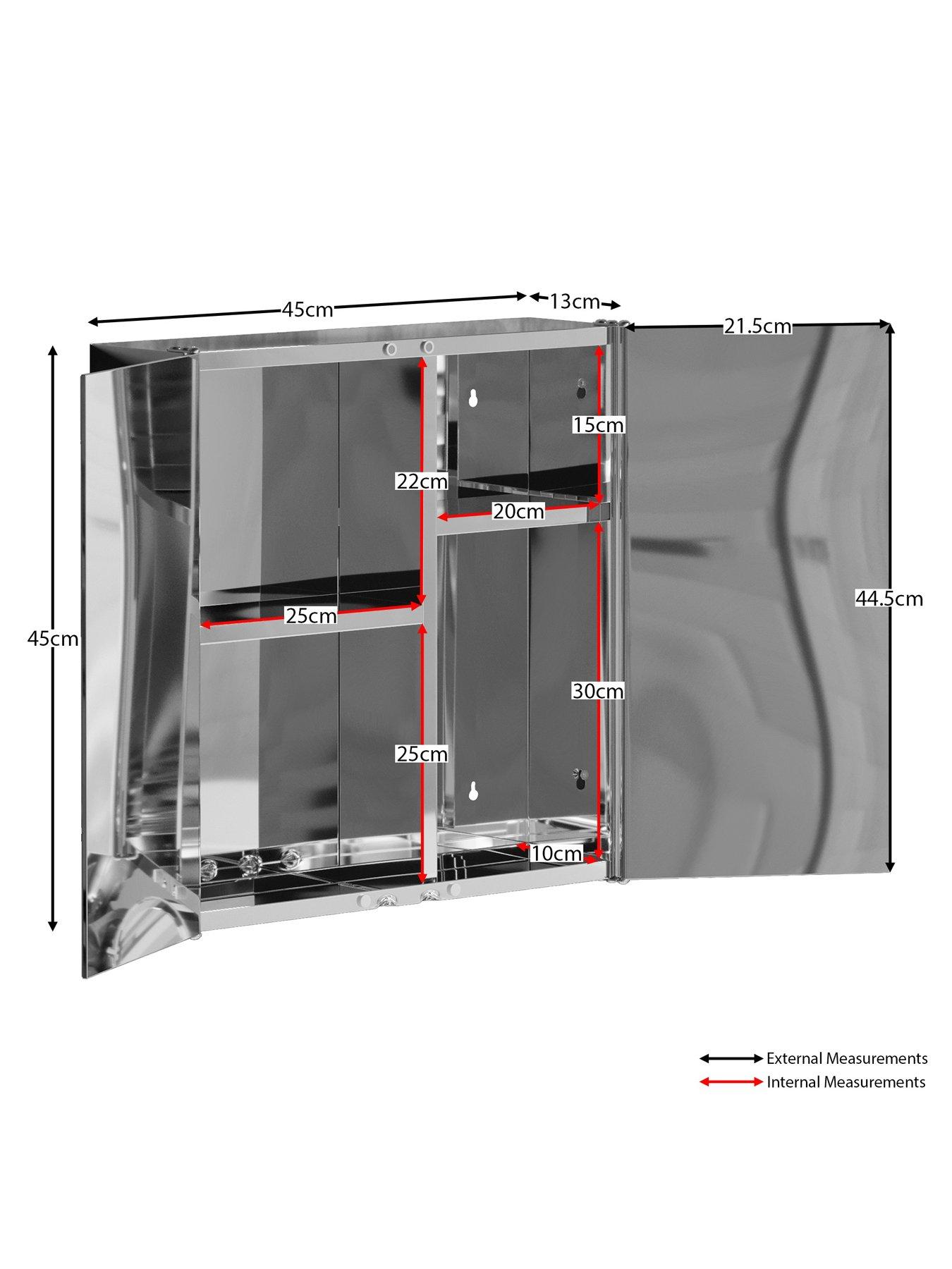 Image 6 of 6 of Bath Vida Tiano Stainless Steel Mirrored Double Cabinet