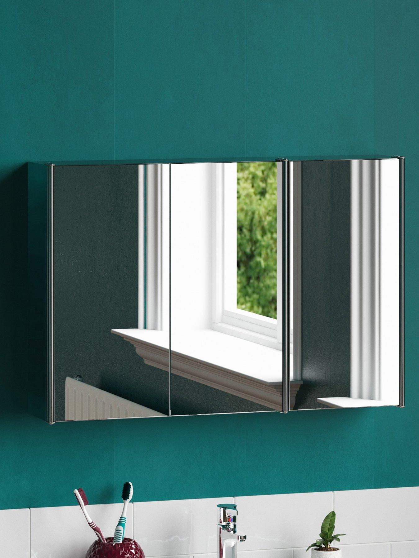 Bath Vida Tiano Stainless Steel Mirrored Triple Cabinet