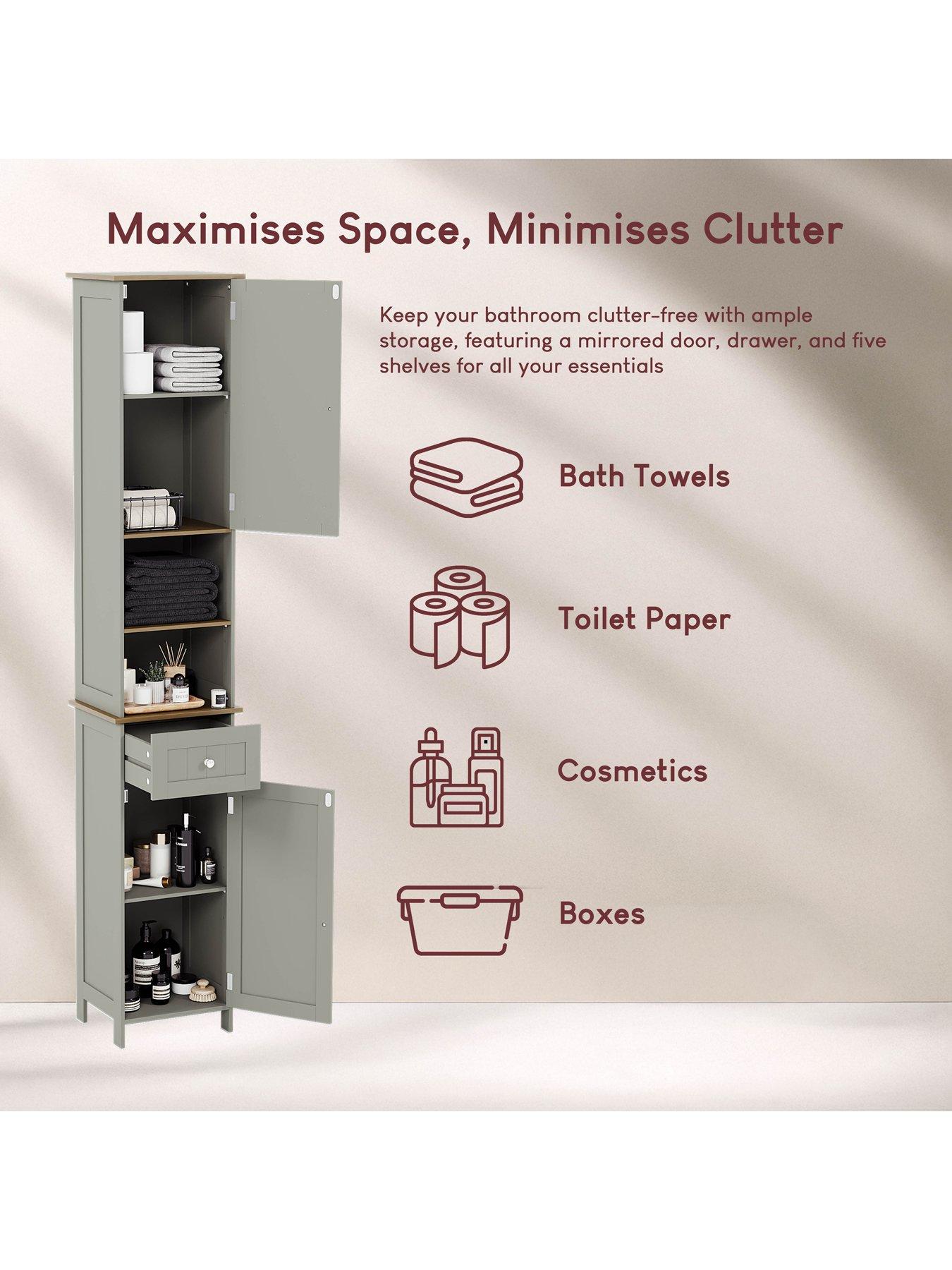 Image 4 of 7 of Bath Vida Priano 2 Door Tall Cabinet with Mirror