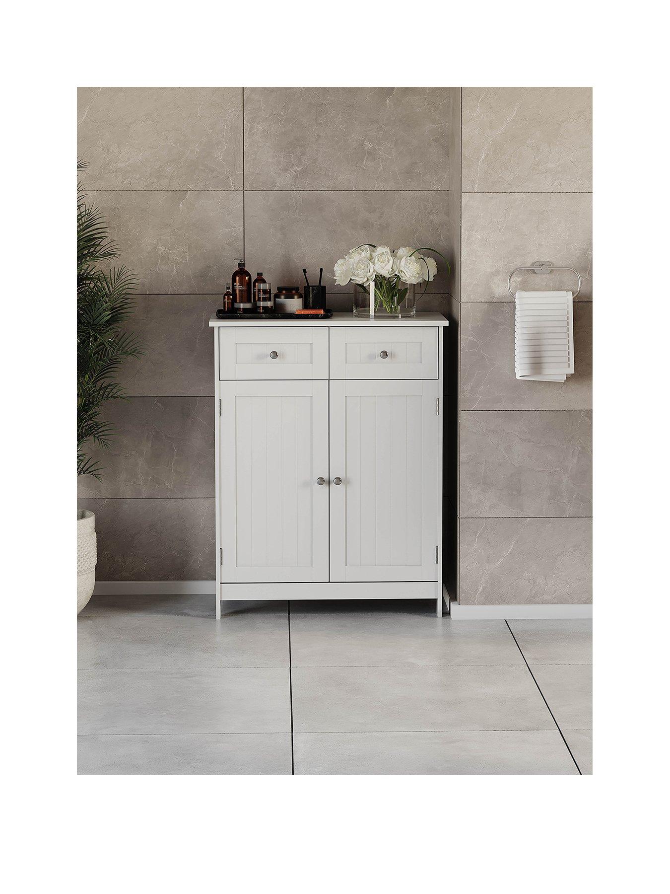 Image 2 of 7 of Bath Vida Priano 2 Drawer, 2 Door Freestanding Cabinet - White