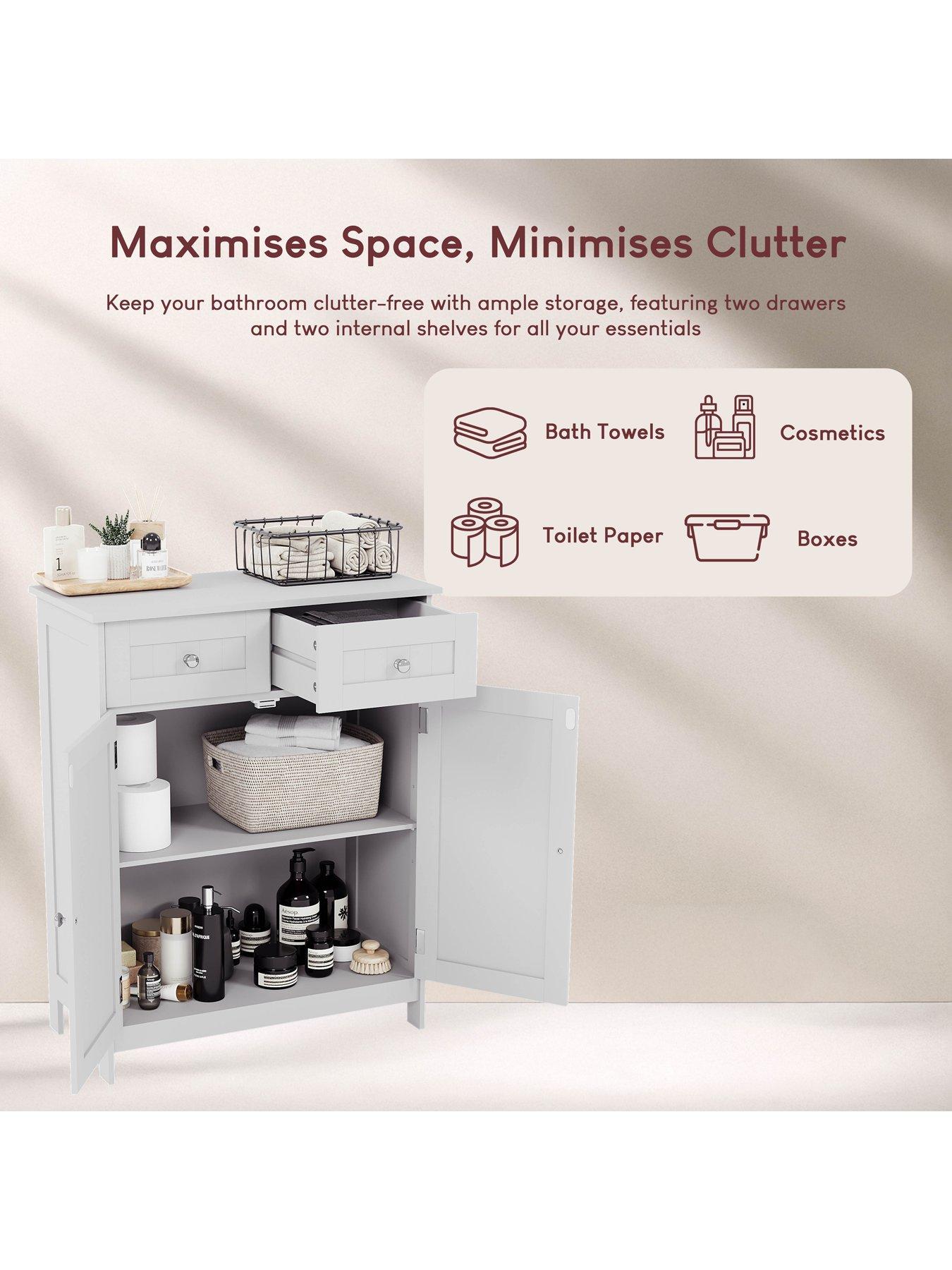 Image 4 of 7 of Bath Vida Priano 2 Drawer, 2 Door Freestanding Cabinet - White