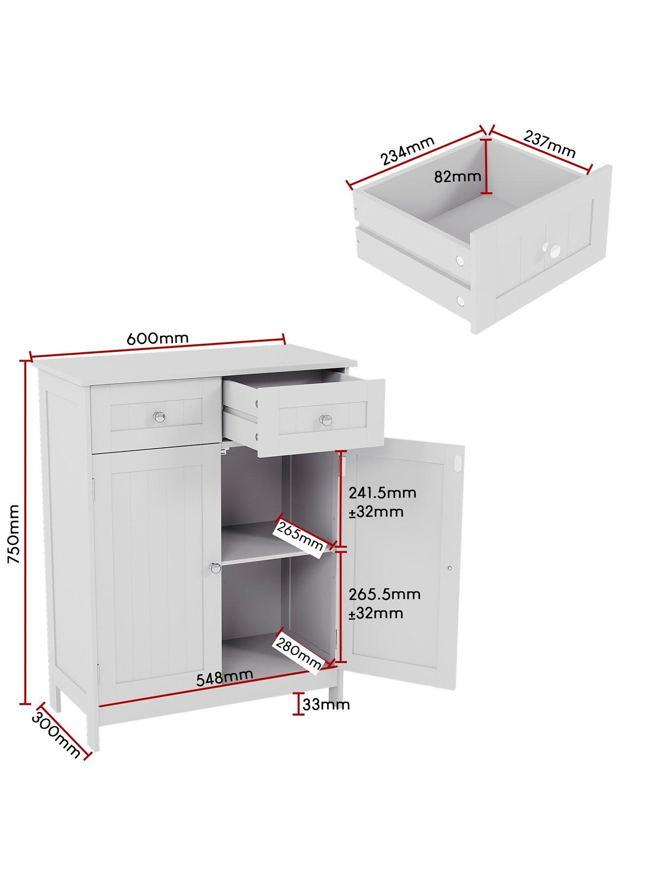 Image 7 of 7 of Bath Vida Priano 2 Drawer, 2 Door Freestanding Cabinet - White