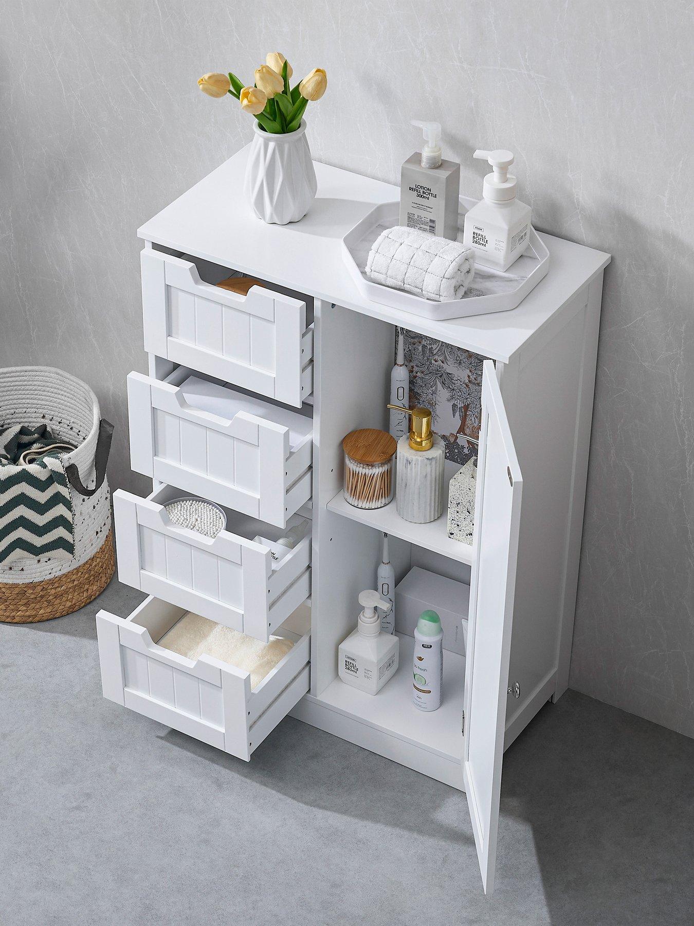 Image 3 of 7 of Bath Vida Priano 4 Drawer 1 Door Freestanding Unit - White