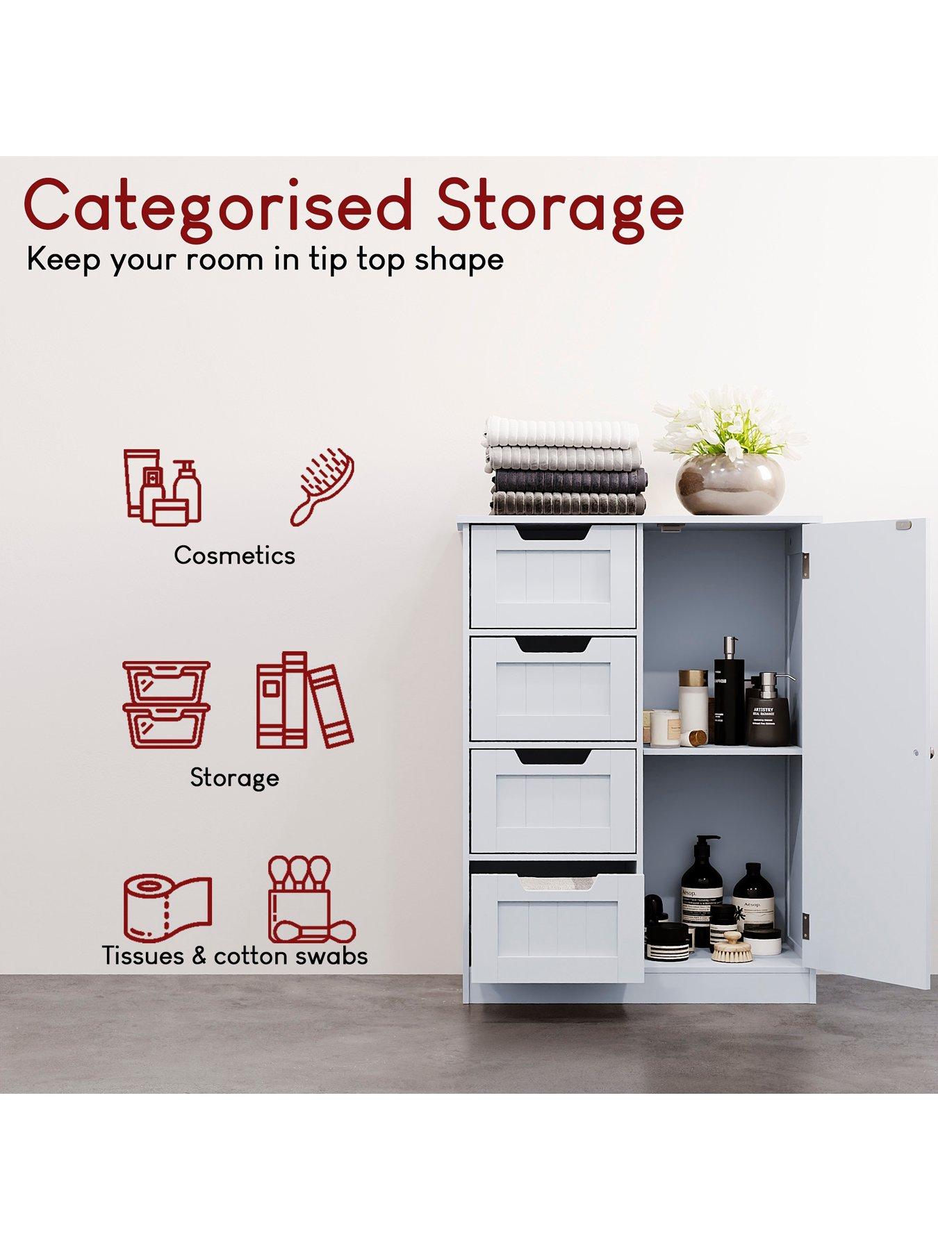 Image 5 of 7 of Bath Vida Priano 4 Drawer 1 Door Freestanding Unit - White