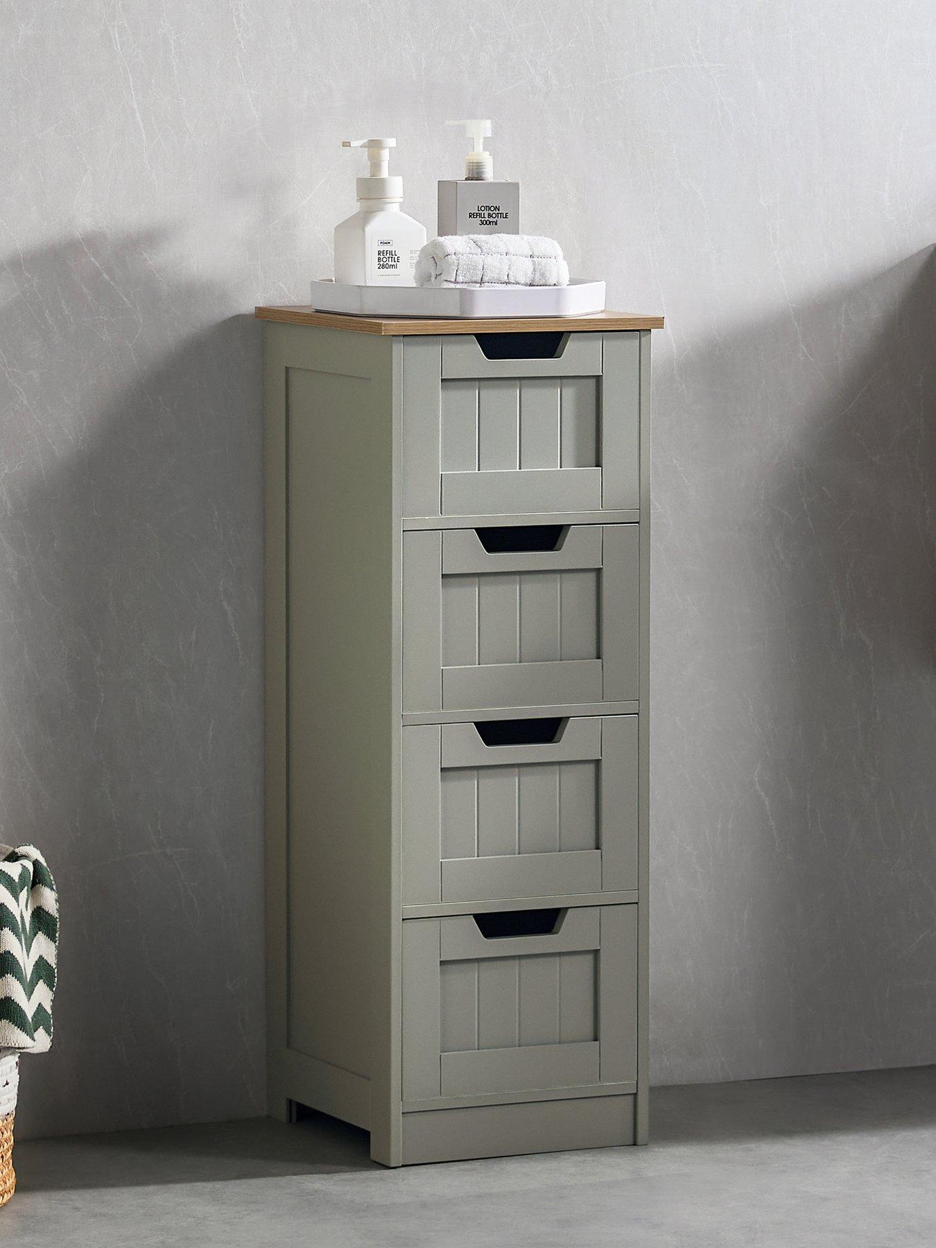Image 1 of 7 of Bath Vida Priano 4 Drawer Freestanding Bathroom Unit - Grey