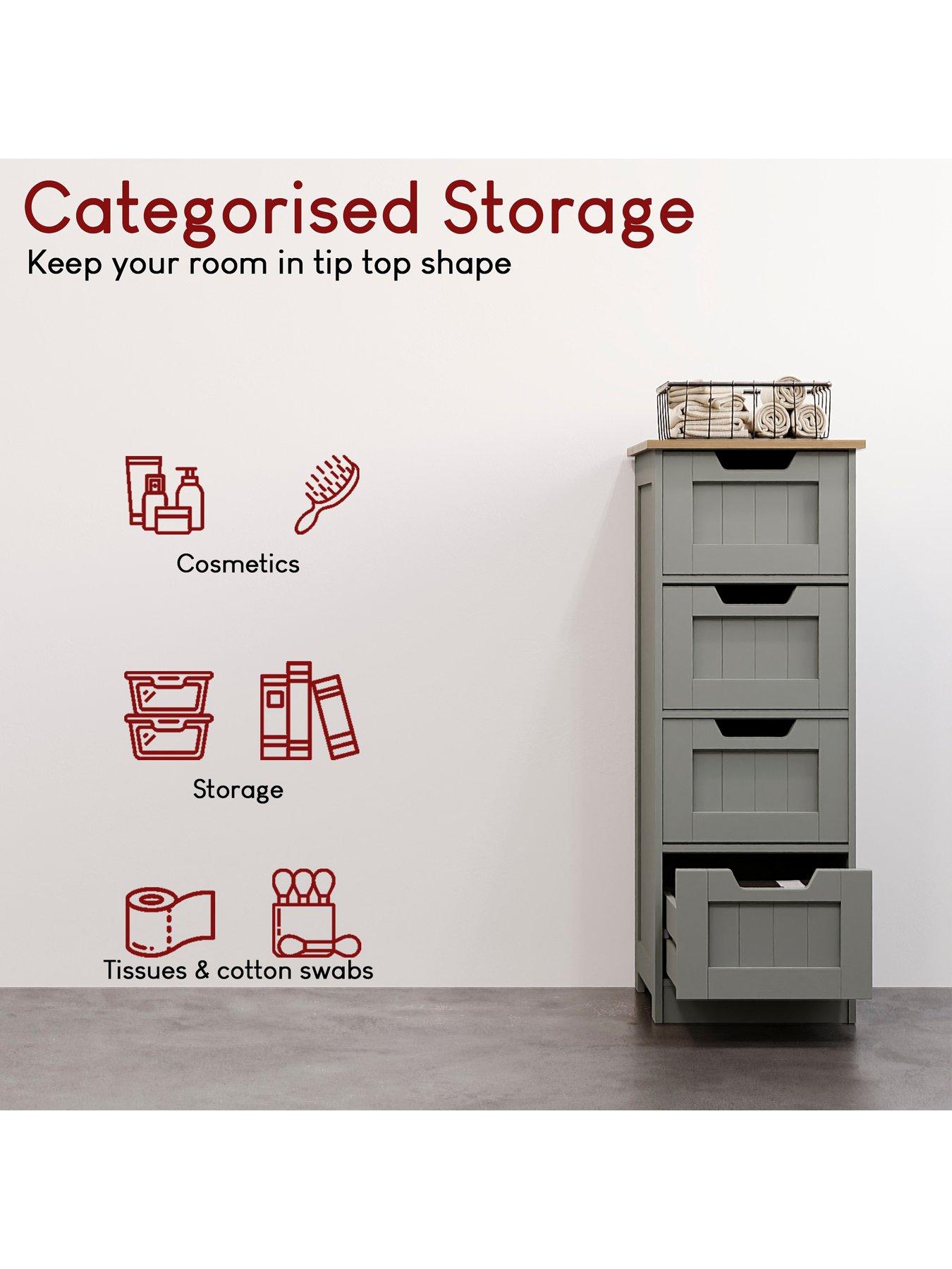 Image 6 of 7 of Bath Vida Priano 4 Drawer Freestanding Bathroom Unit - Grey