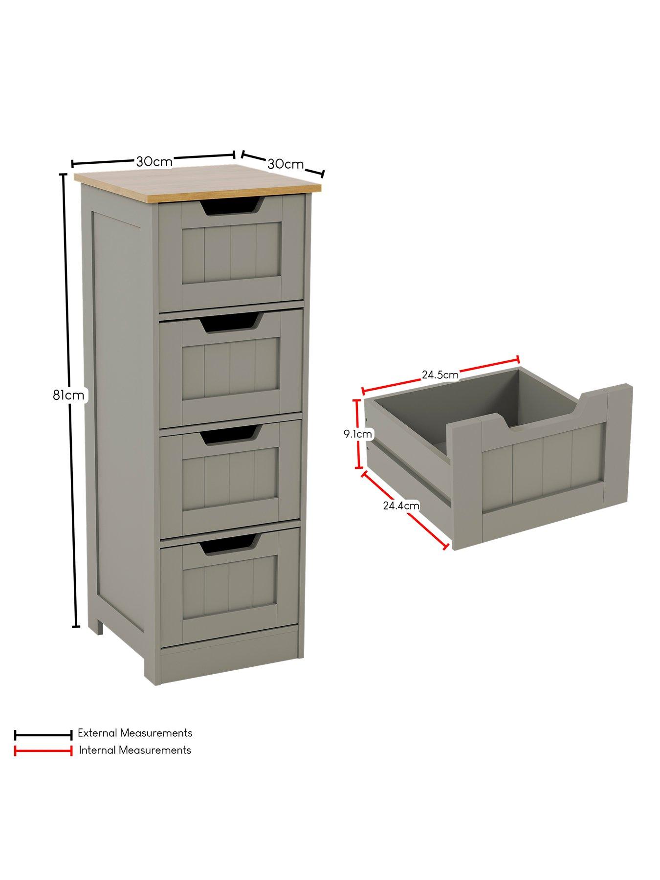 Image 7 of 7 of Bath Vida Priano 4 Drawer Freestanding Bathroom Unit - Grey