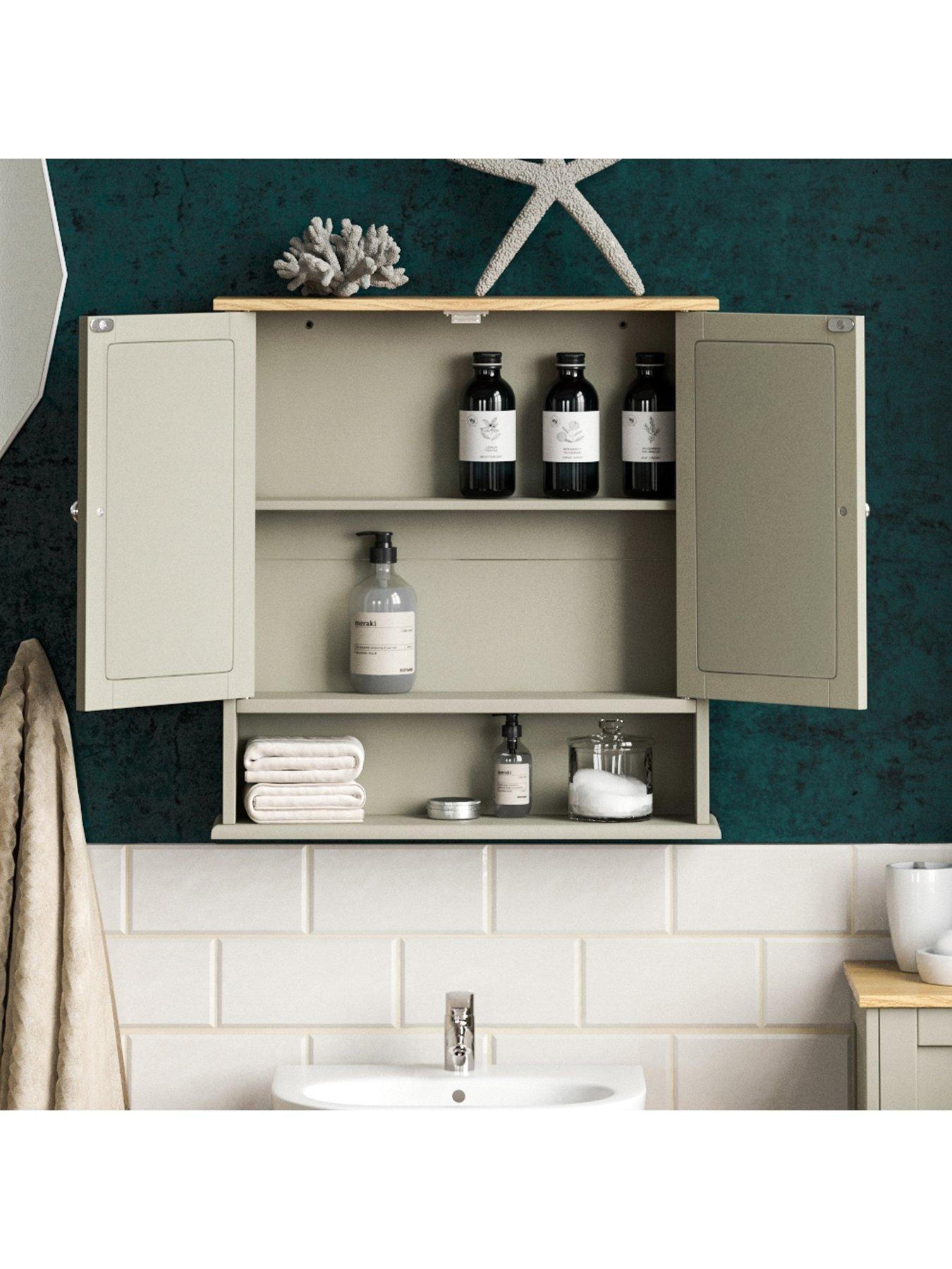 Image 4 of 5 of Bath Vida Priano 2 Door Mirrored Wall Cabinet with Shelf - Grey