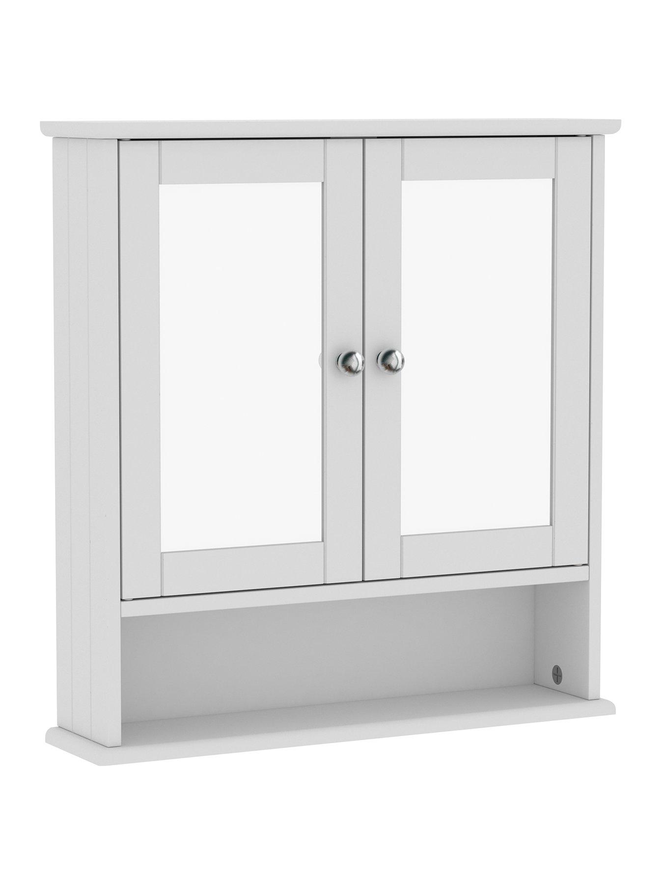 Image 2 of 7 of Bath Vida Priano 2 Door Mirrored Bathroom&nbsp;Wall Cabinet with Shelf - White
