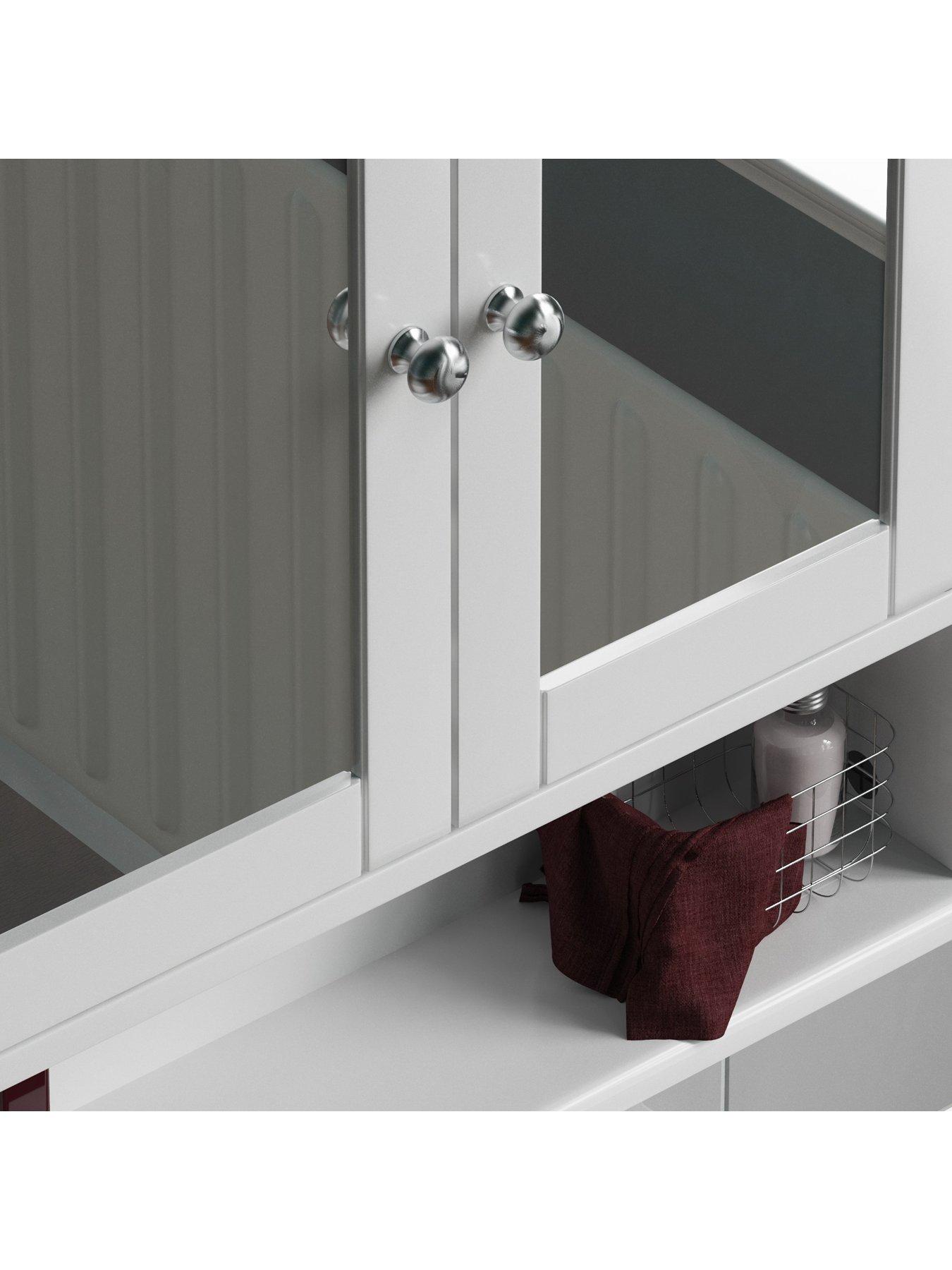 Image 4 of 7 of Bath Vida Priano 2 Door Mirrored Bathroom&nbsp;Wall Cabinet with Shelf - White