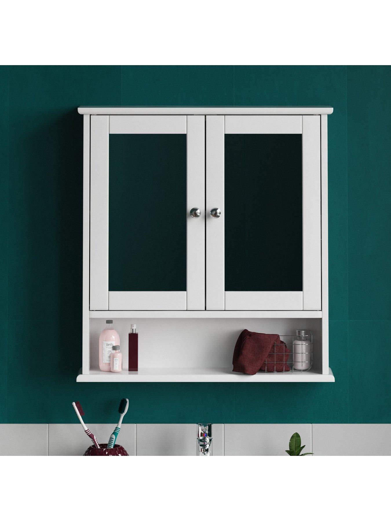 Image 5 of 7 of Bath Vida Priano 2 Door Mirrored Bathroom&nbsp;Wall Cabinet with Shelf - White