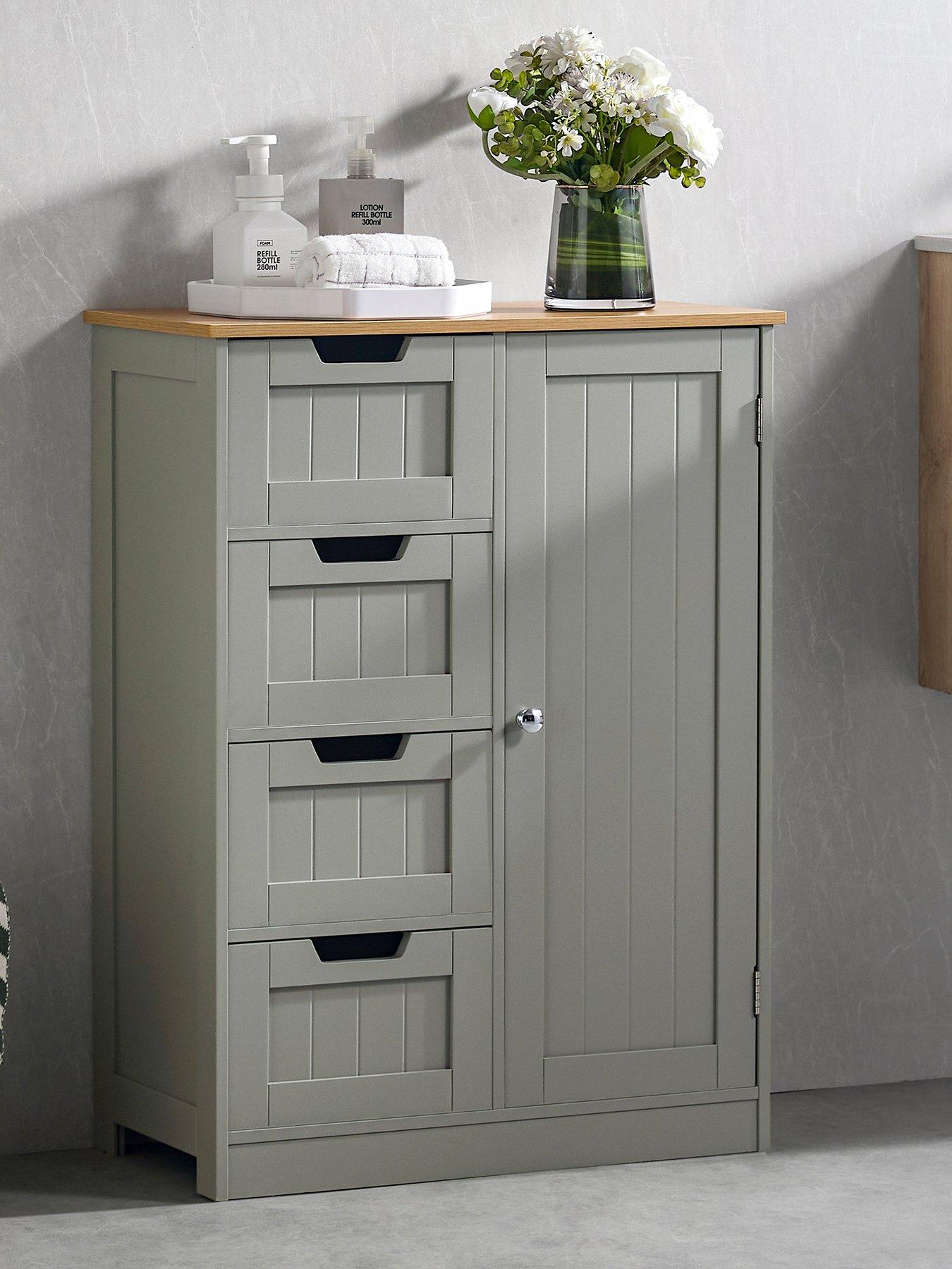 Image 1 of 7 of Bath Vida Priano 4 Drawer,&nbsp;1 Door Freestanding Unit - Grey