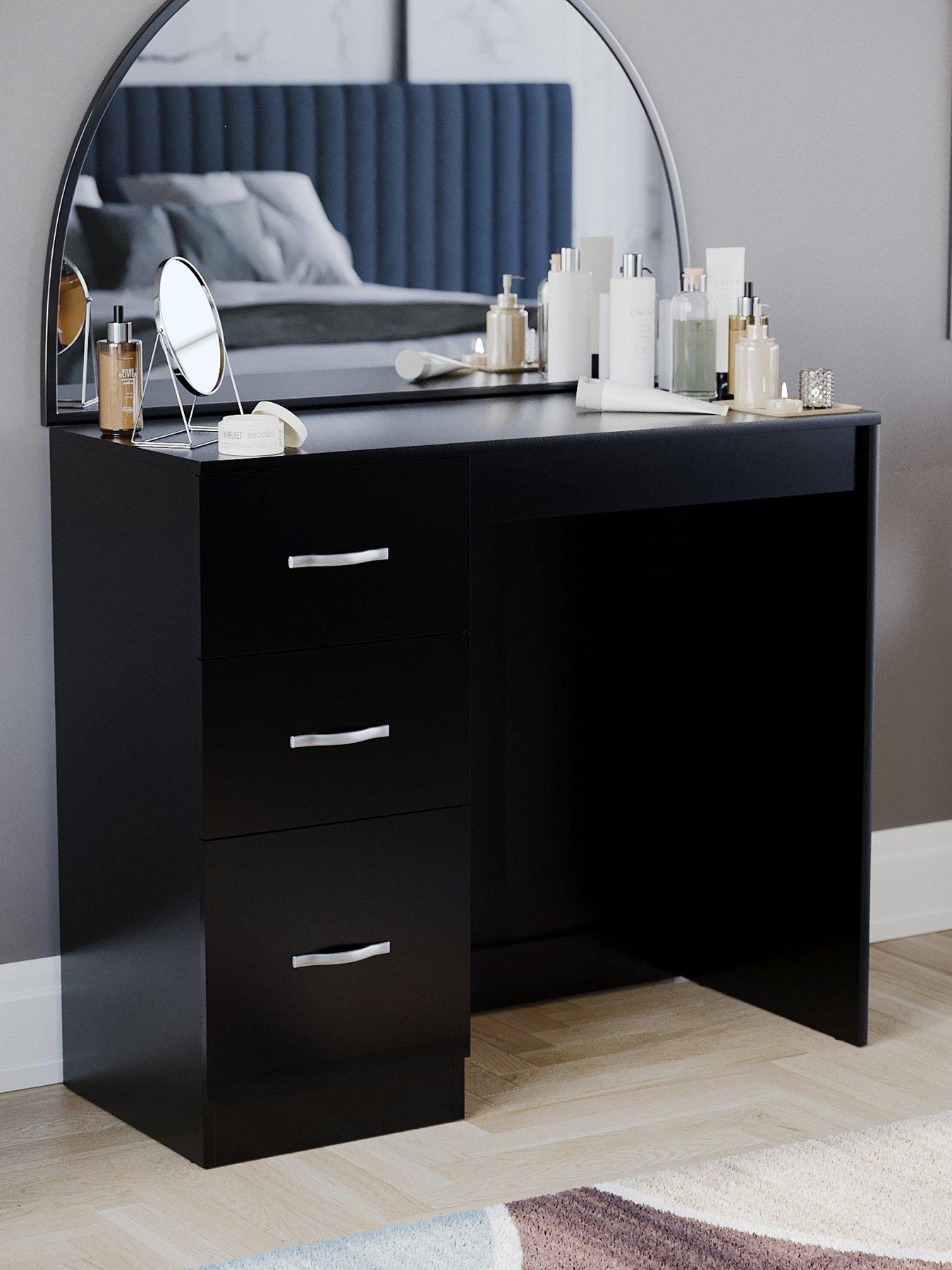 dressing table design black Modern 360 Rotatable Vanity Desk Dressing Table with 3 Drawers - N/A -  Overstock