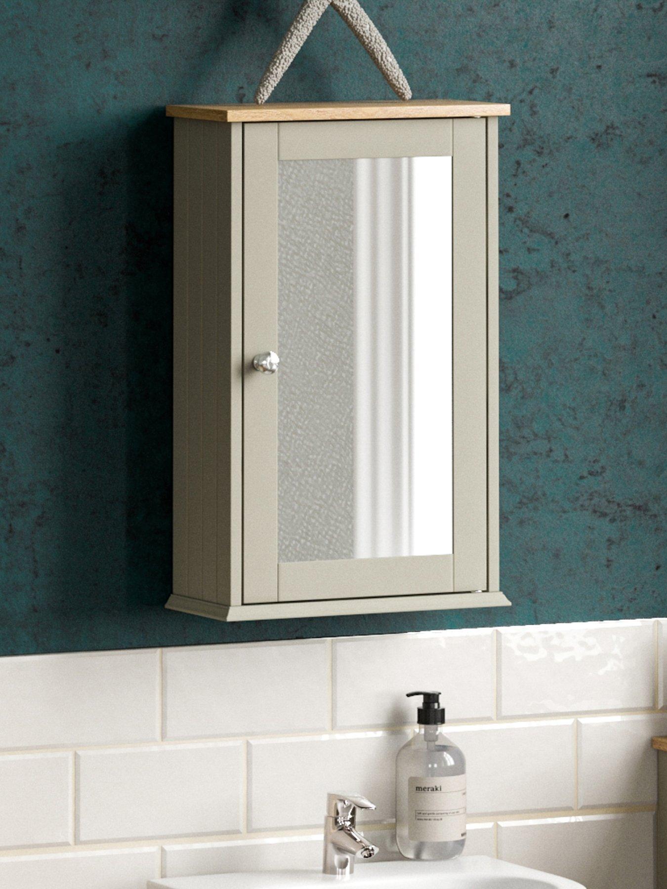 Bath Vida Priano 1 Door Mirrored Bathroom Wall Cabinet - Grey