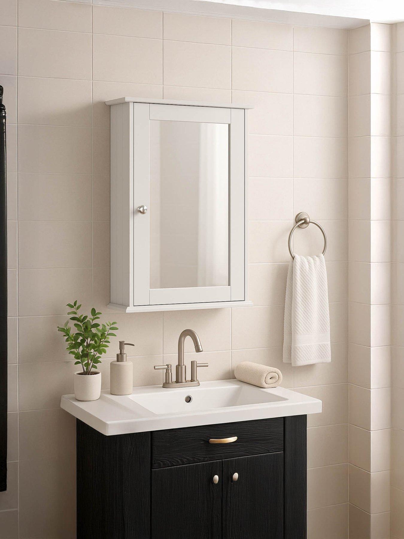 Image 1 of 6 of Bath Vida Priano 1 Door Mirrored Wall Cabinet - White