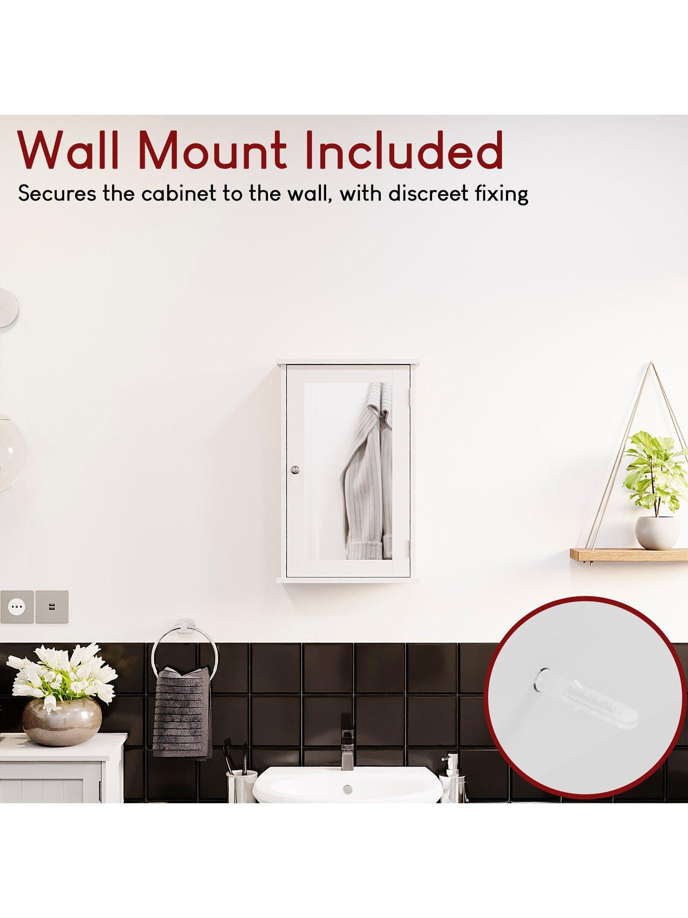 Image 4 of 6 of Bath Vida Priano 1 Door Mirrored Wall Cabinet - White