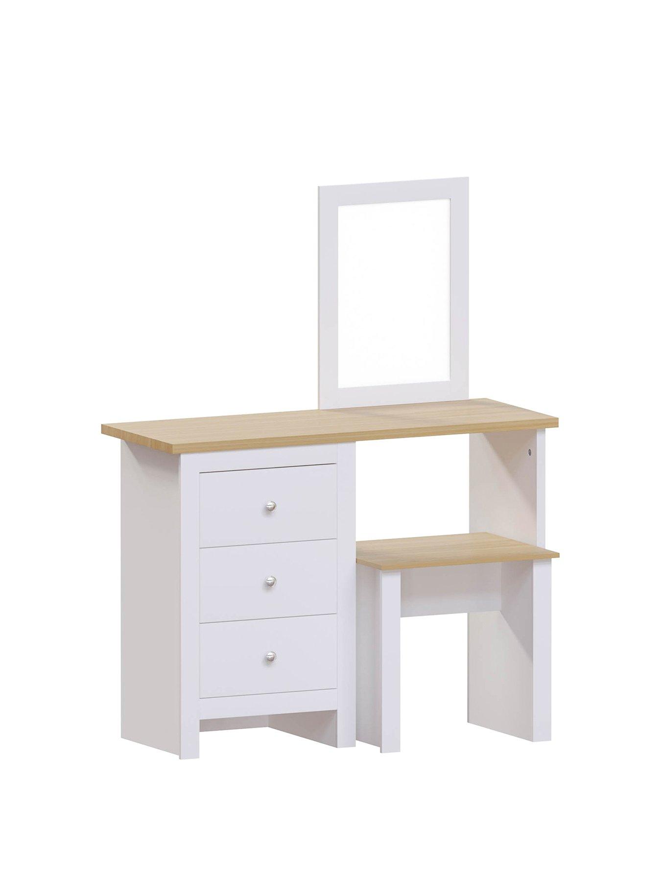 Image 2 of 6 of Vida Designs Arlington Dressing Table, Stool and Mirror Set - White