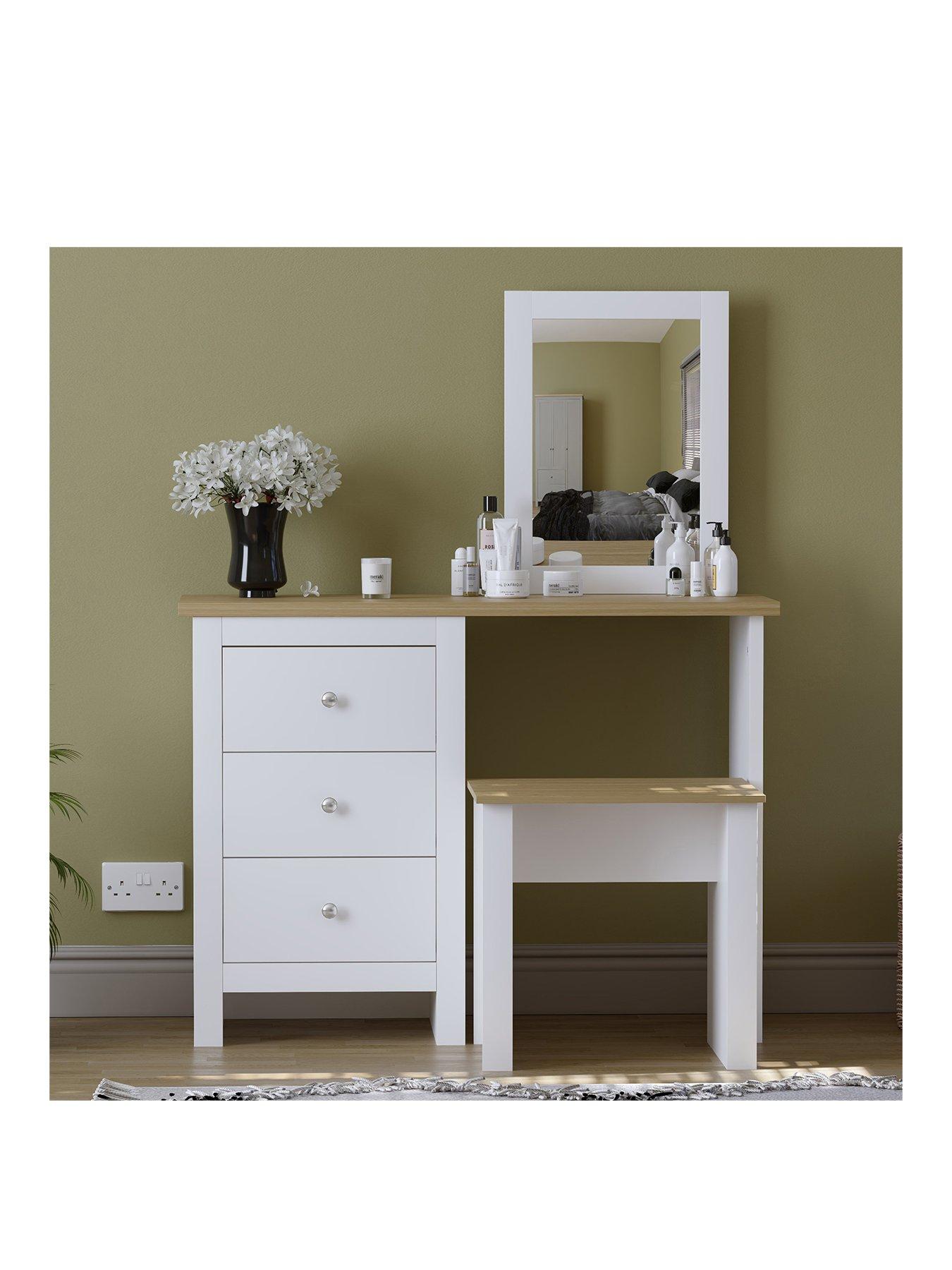 Image 3 of 6 of Vida Designs Arlington Dressing Table, Stool and Mirror Set - White