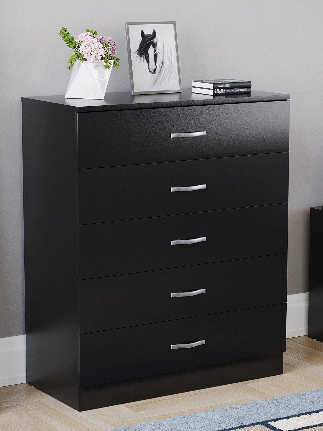 Image of Vida Designs Riano 5 Drawer Compact Chest - Black