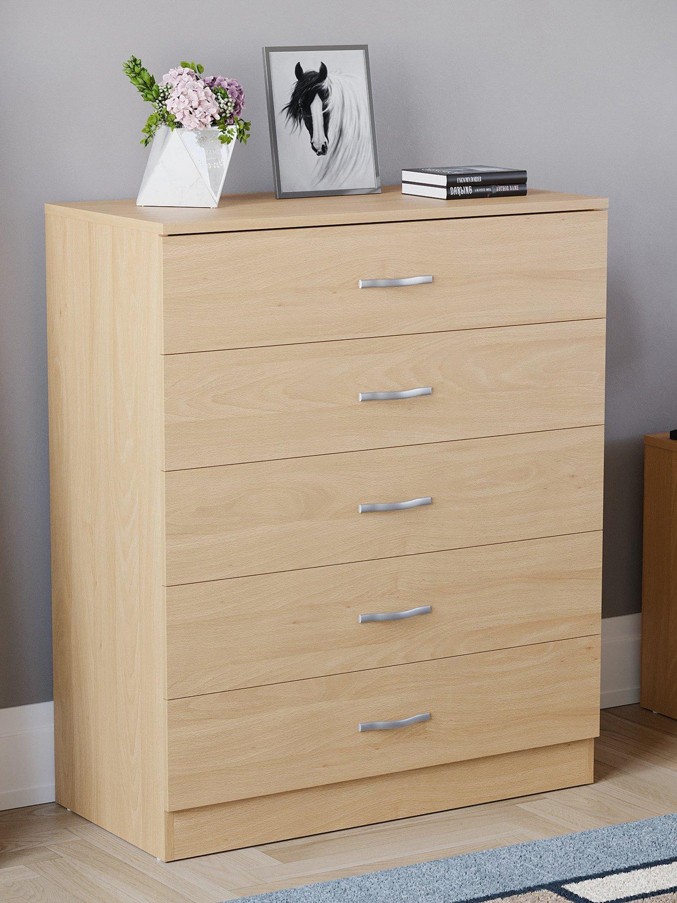Image of Vida Designs Riano 5 Drawer Compact Chest - Pine